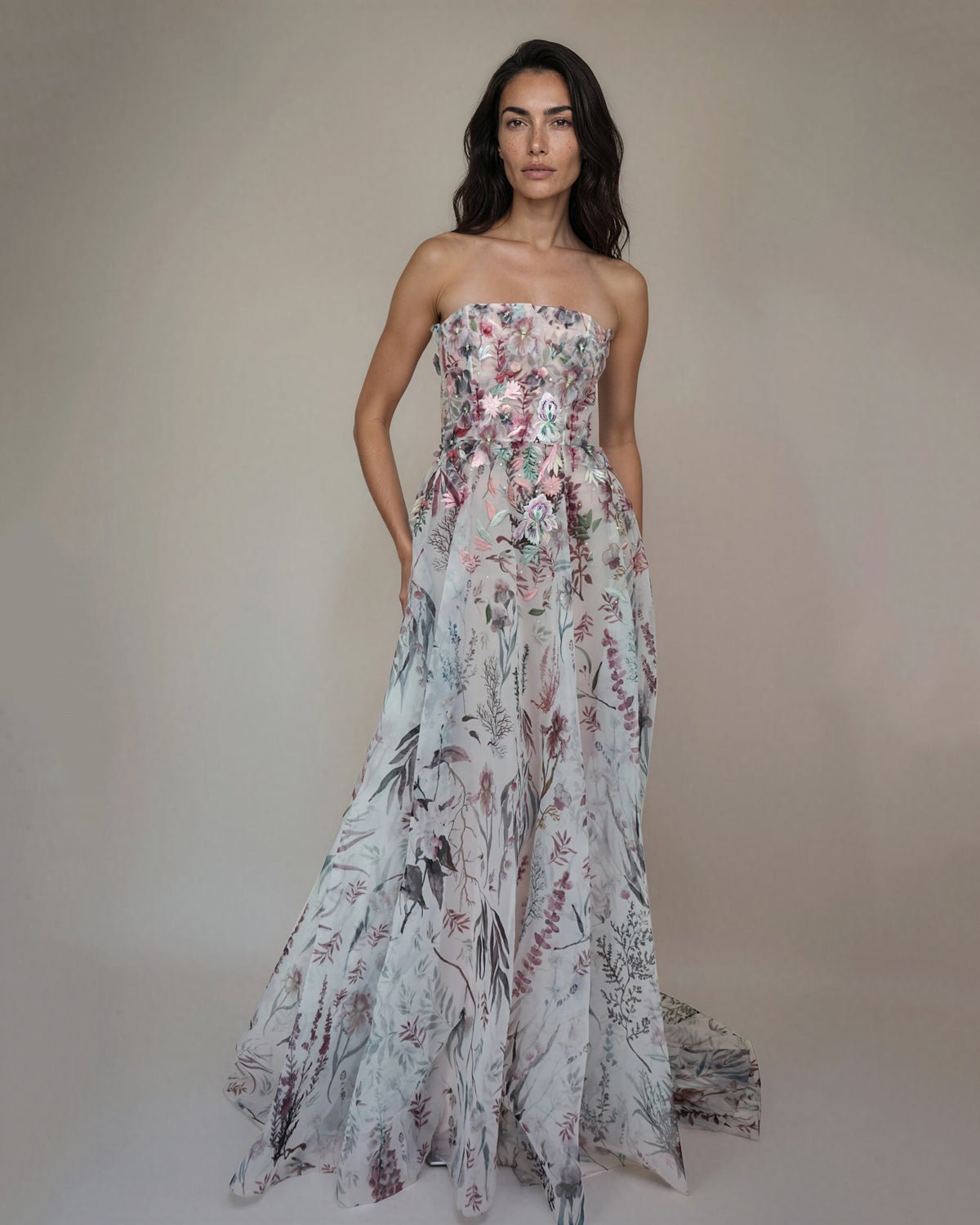 hermione-de-paula-Printed Underwater Wildflower Gown With 3D Elements Midnight-couture-bridal-ready-to-wear