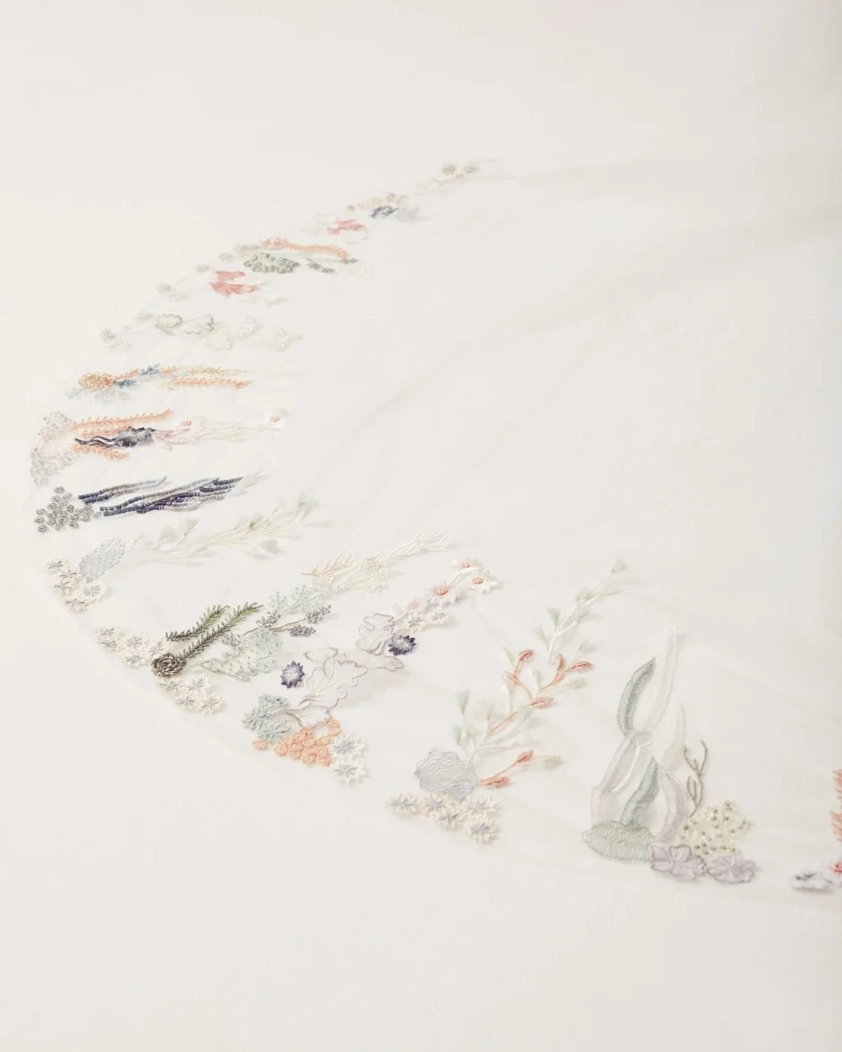 hermione-de-paula-Seascape Border Abbey Wide Length Veil | Moonlight White No Blusher-botanical-couture
