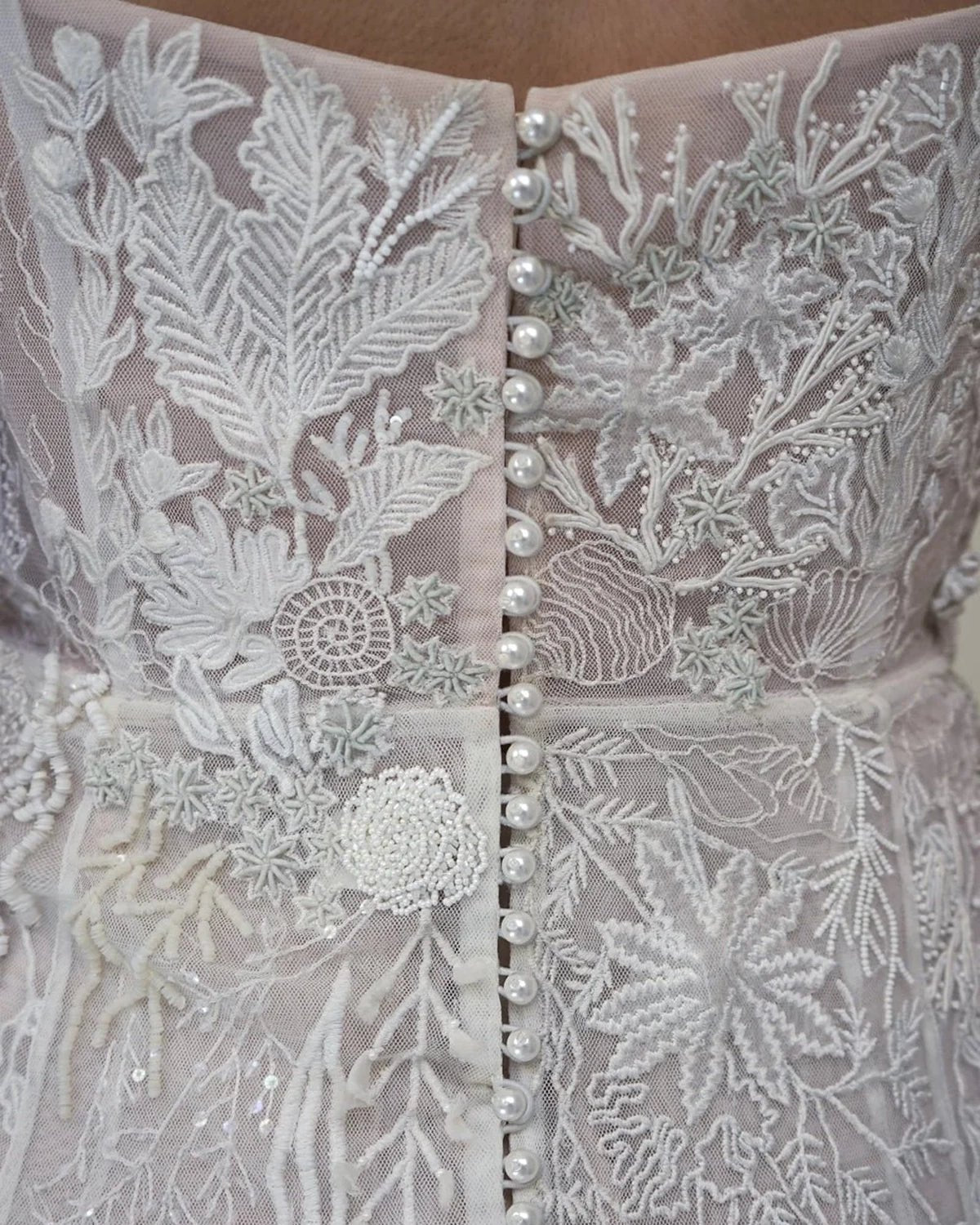 hermione-de-paula-Seascape Straight Bodice Gown | Moonlight White-botanical-couture