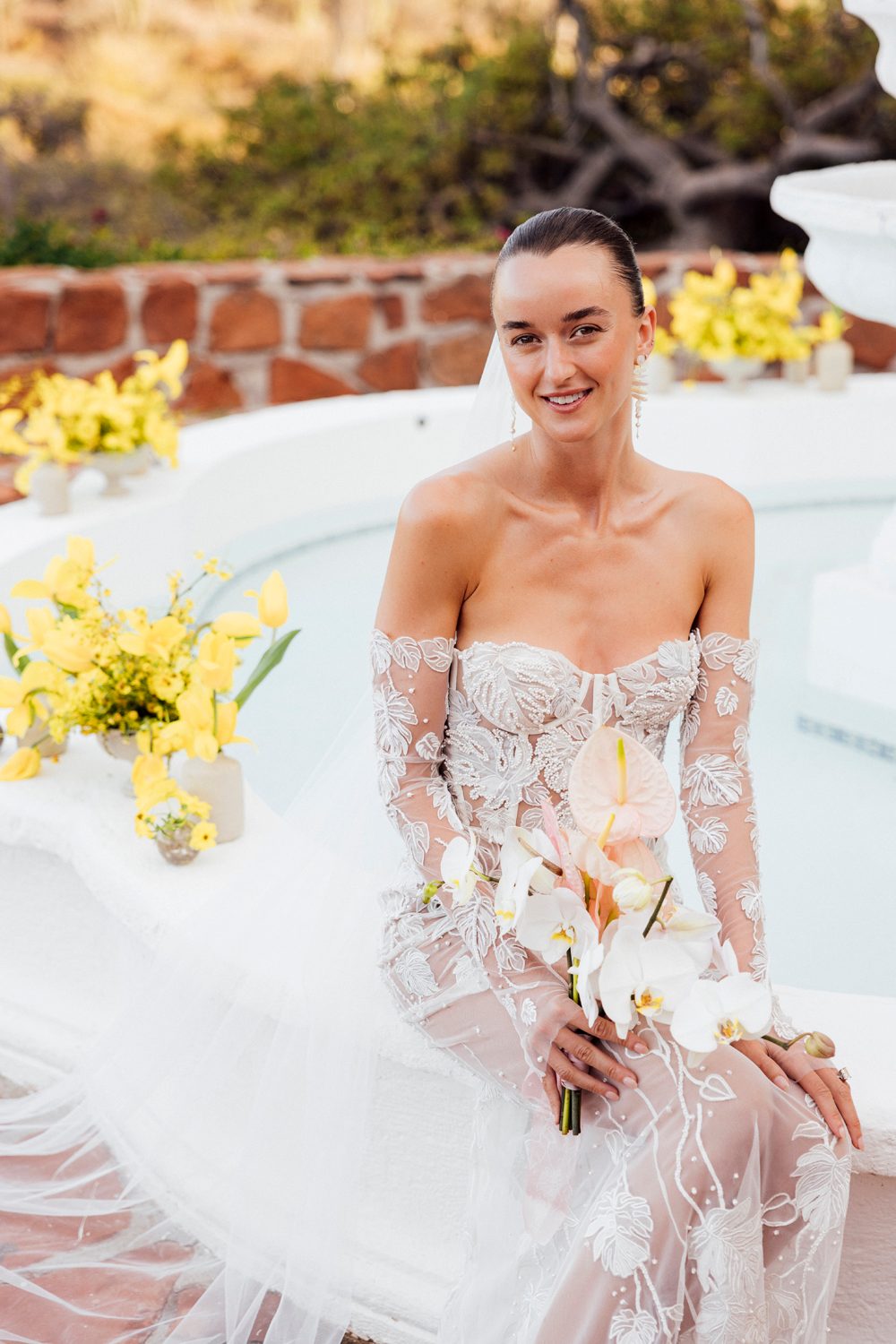 Hermione de Paula bride Sophia wearing the Monstera Eclipse couture wedding gown with Monstera vine gloves and a custom Monstera vine cathedral veil - photo 10