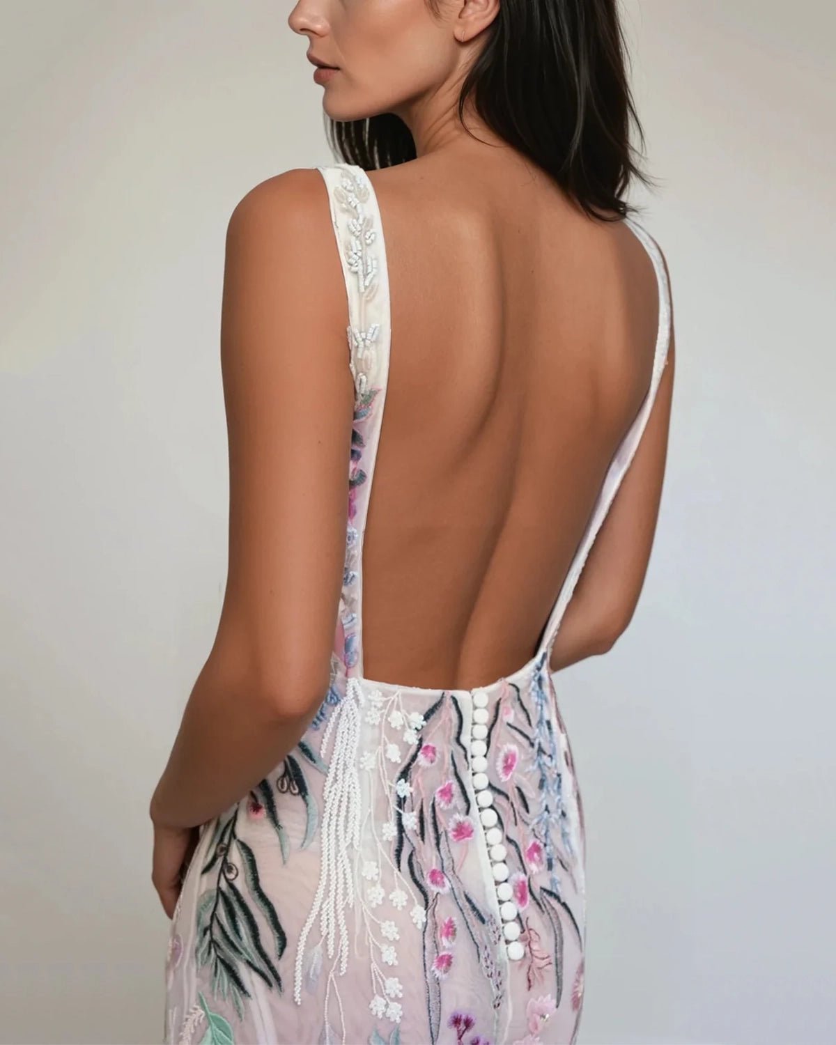 hermione-de-paula-Underwater Wildflower Tassel Mini Gown | Midnight-botanical-couture
