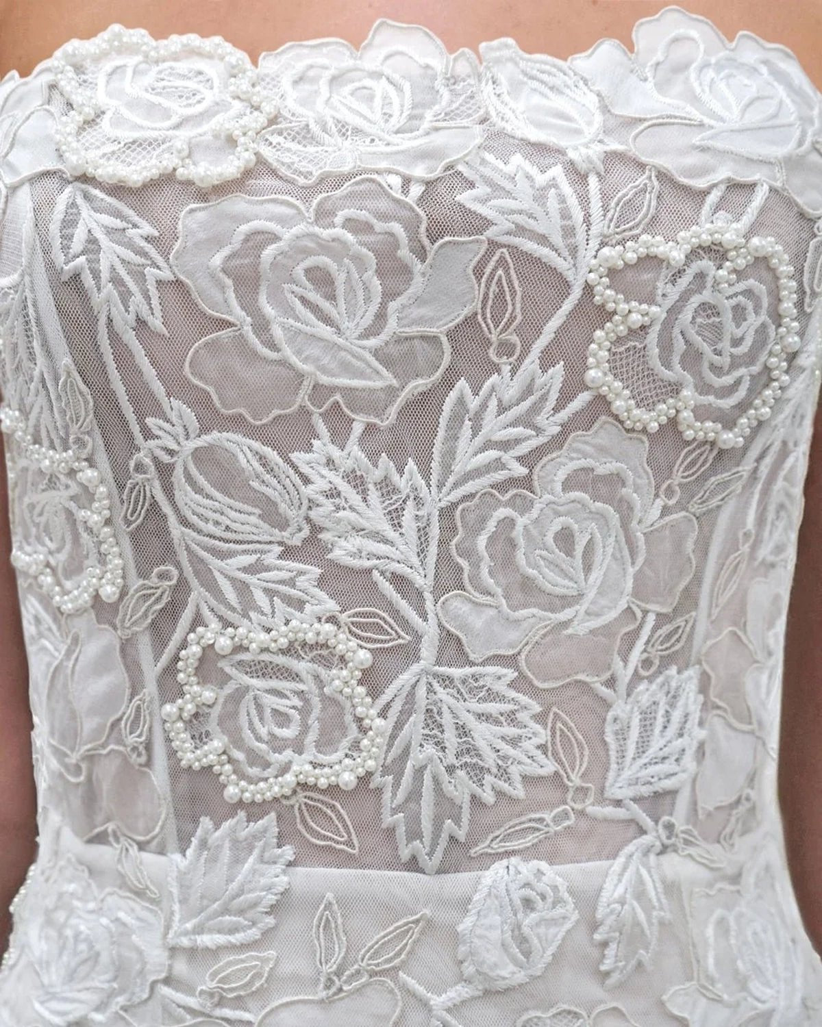 hermione-de-paula-Wild Rose Pearl Beaded Tassel Mini Gown | Floral White-botanical-couture