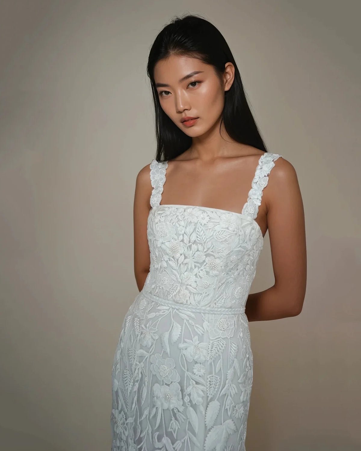 hermione-de-paula-Wild Rose Tulle Bustier Gown | Floral White-botanical-couture