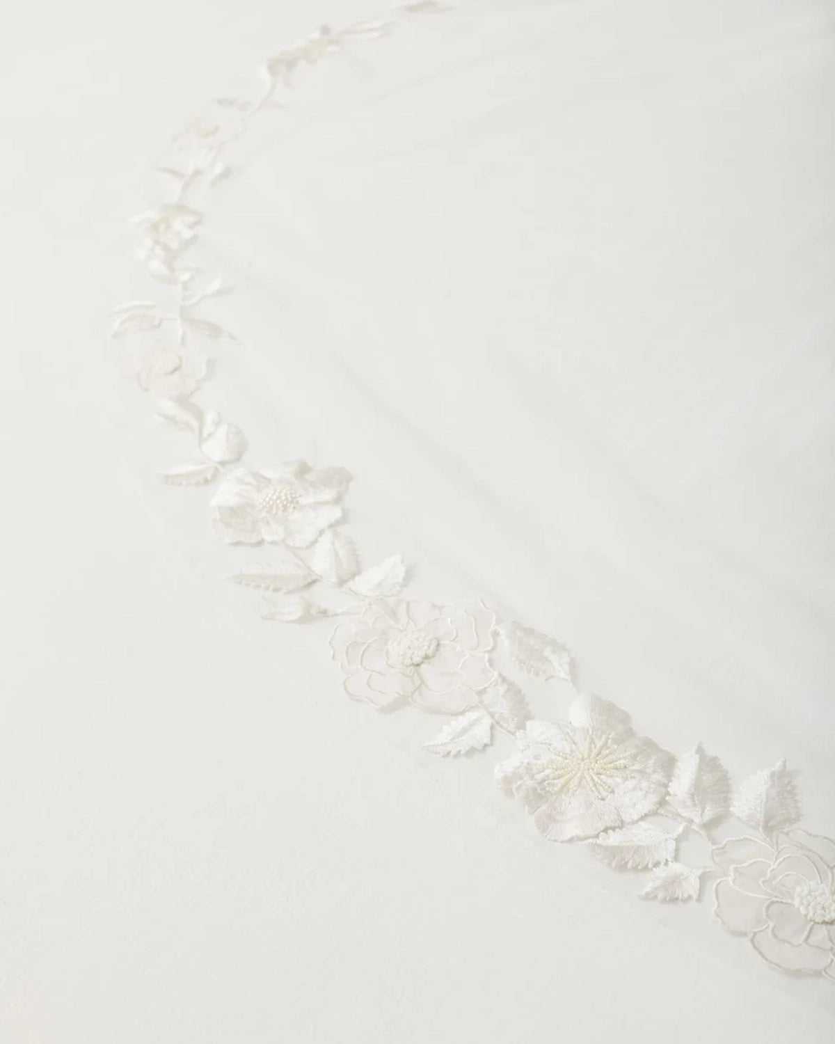 hermione-de-paula-Wild Rose Vine Abbey Length Veil | Floral White No Blusher-botanical-couture