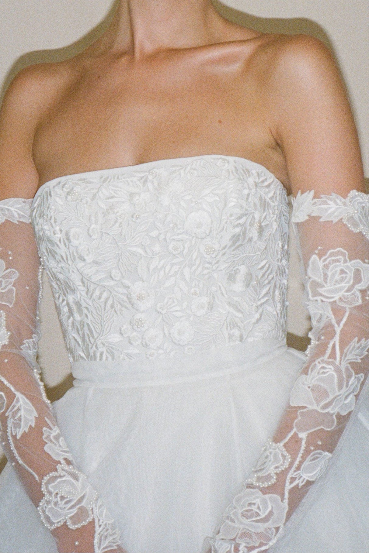 ARCHIVE  WISTERIA OR SEASCAPE BODICE WITH VOLUME ORGANZA OVERSKIRT