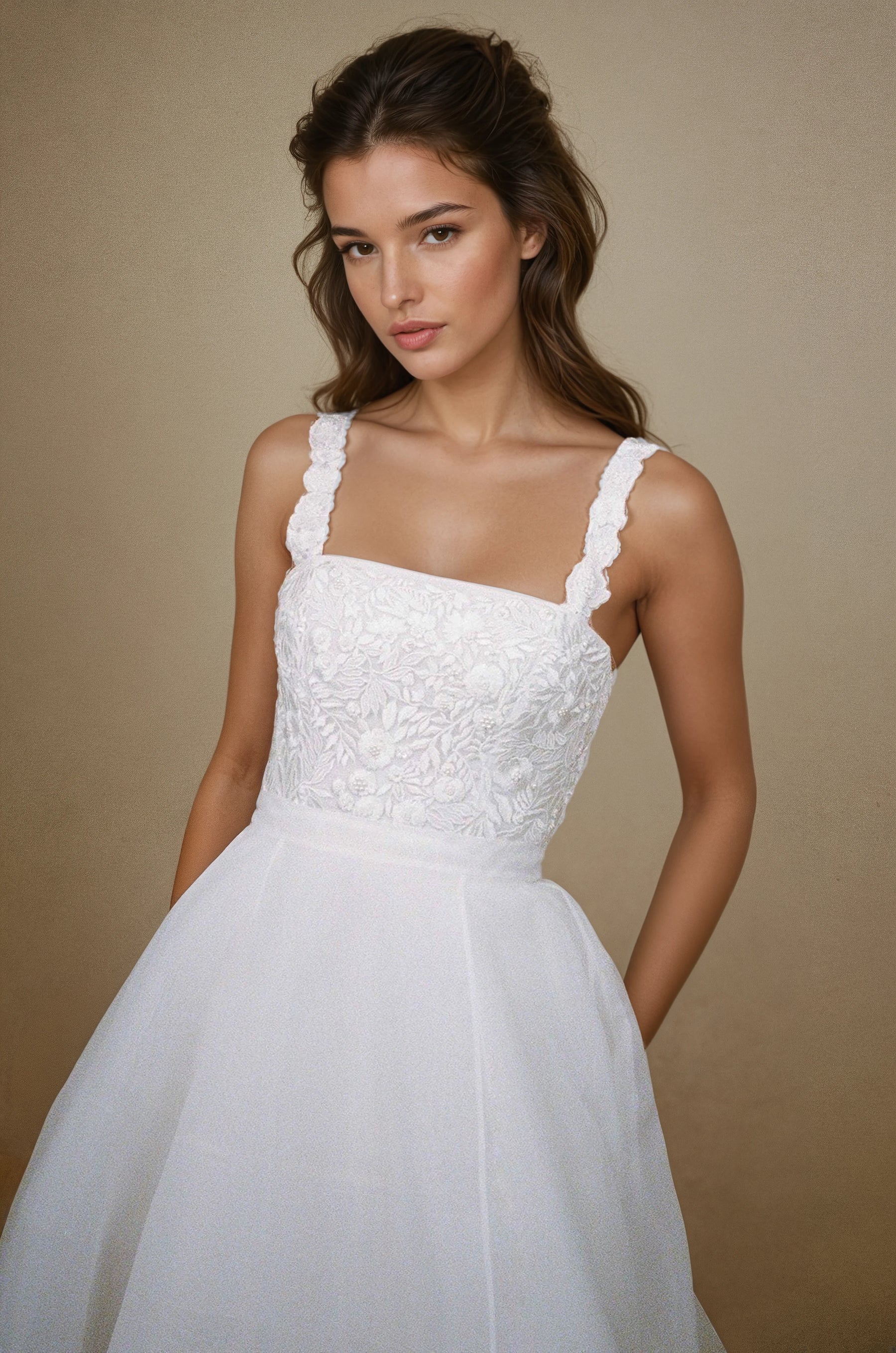 ARCHIVE  WISTERIA OR SEASCAPE BODICE WITH VOLUME ORGANZA OVERSKIRT