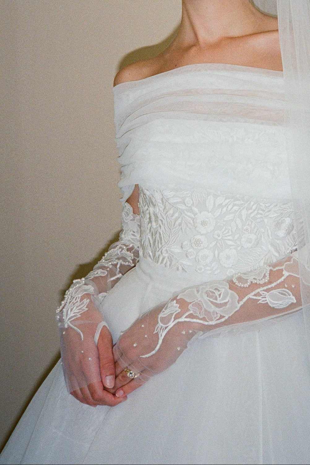 ARCHIVE  WISTERIA OR SEASCAPE BODICE WITH VOLUME ORGANZA OVERSKIRT