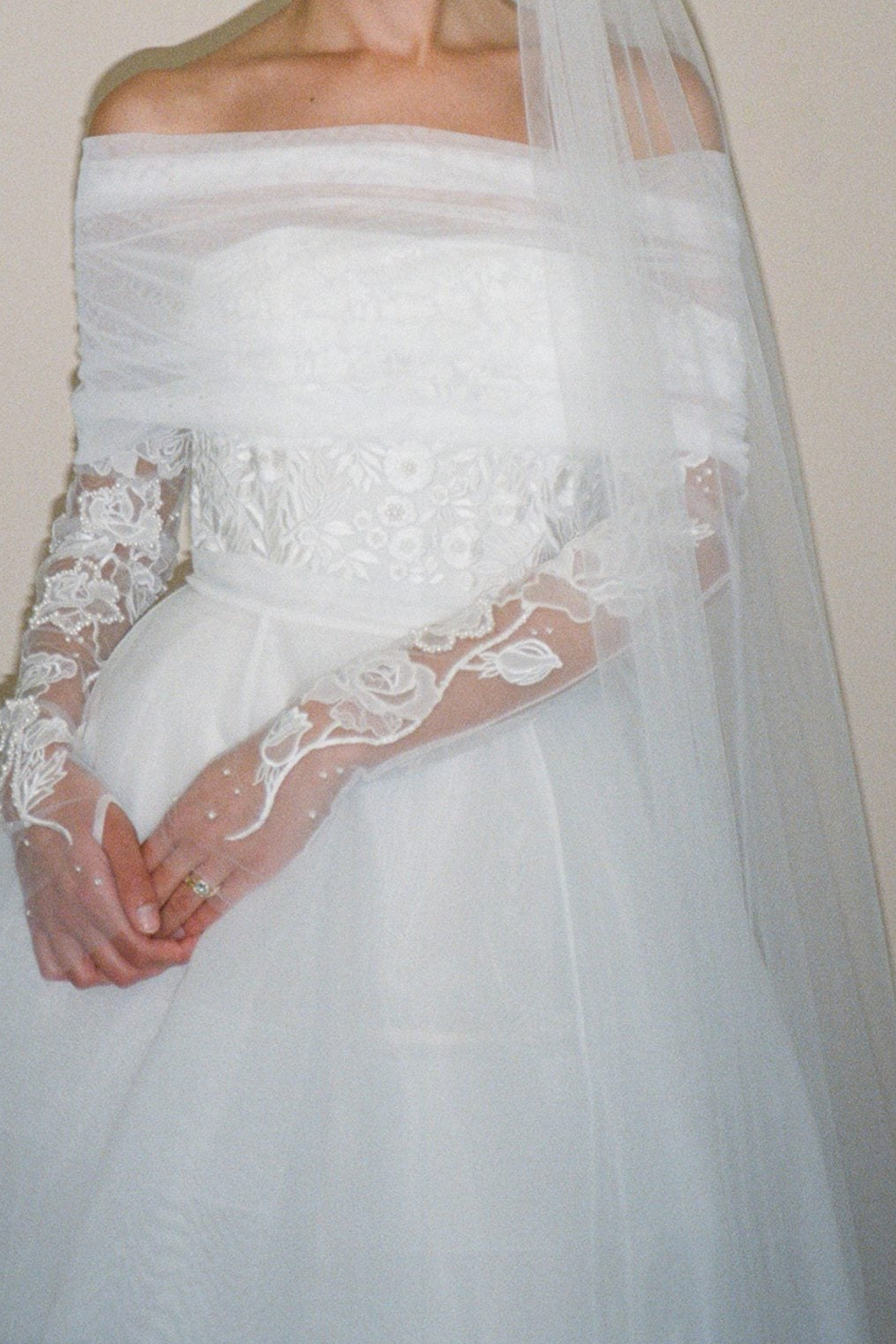 ARCHIVE  WISTERIA OR SEASCAPE BODICE WITH VOLUME ORGANZA OVERSKIRT