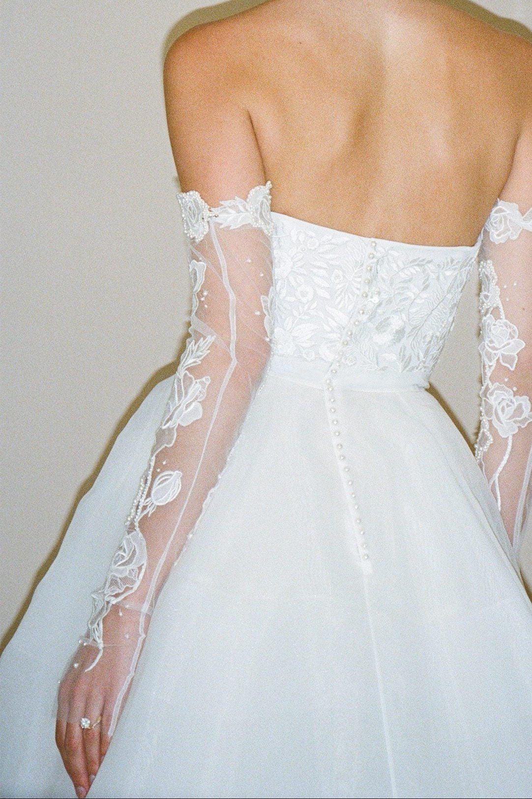 ARCHIVE  WISTERIA OR SEASCAPE BODICE WITH VOLUME ORGANZA OVERSKIRT