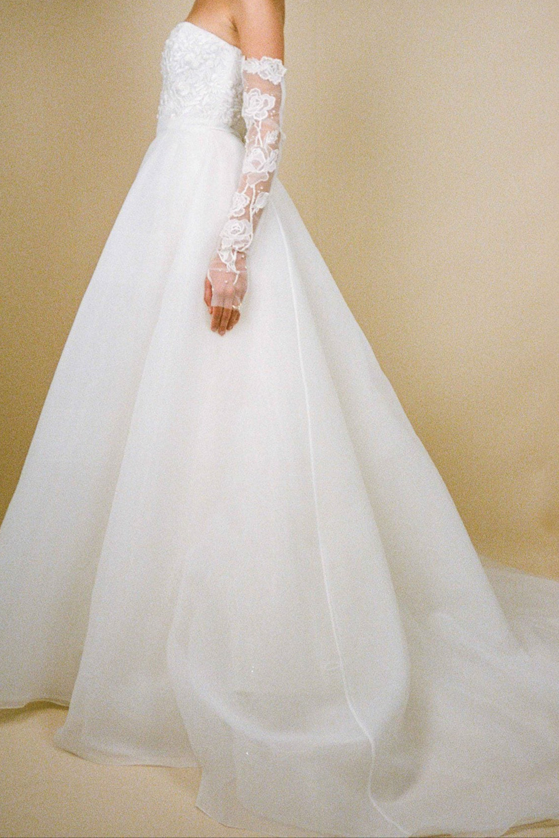 ARCHIVE  WISTERIA OR SEASCAPE BODICE WITH VOLUME ORGANZA OVERSKIRT
