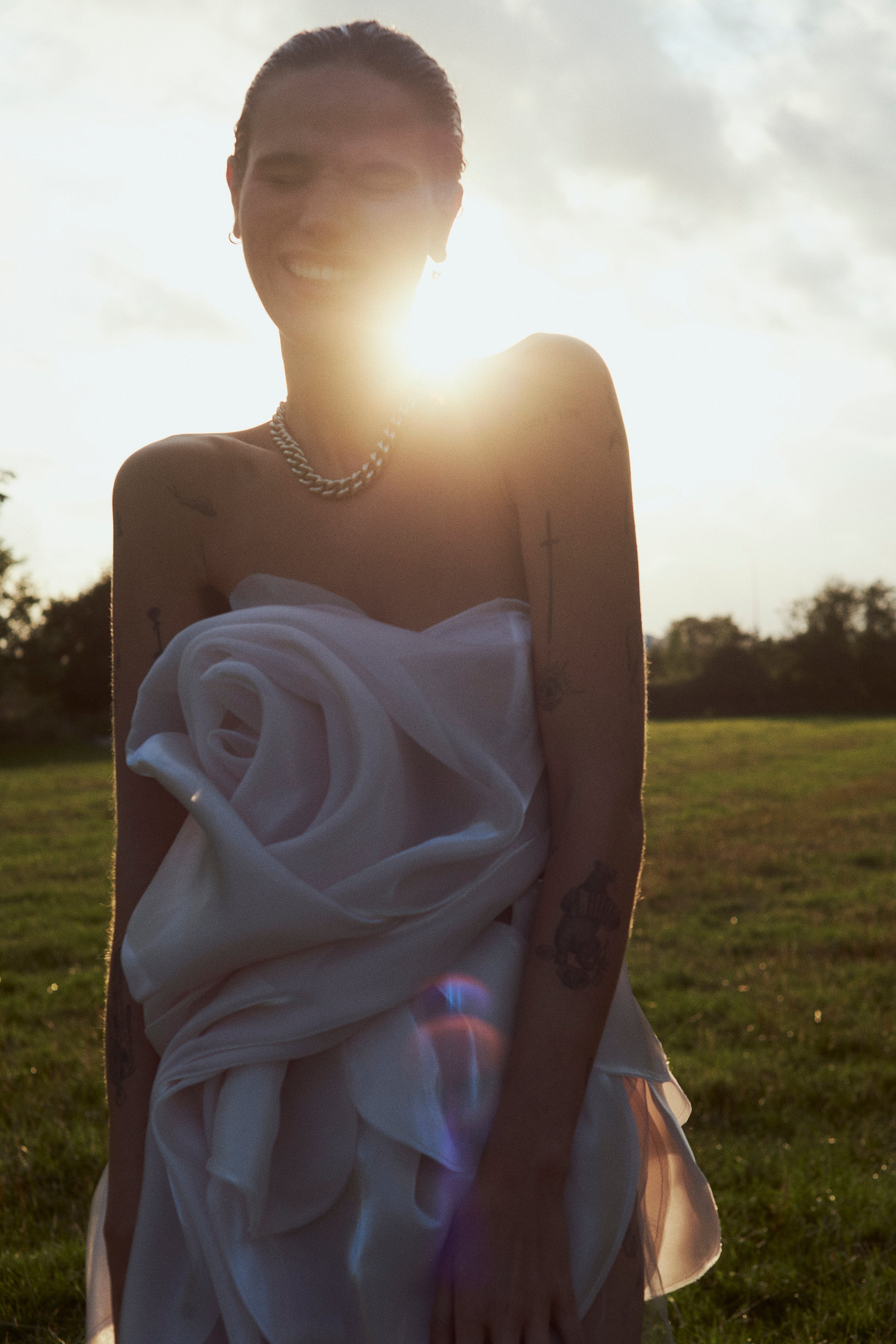 Archive White Rose Bodice Top