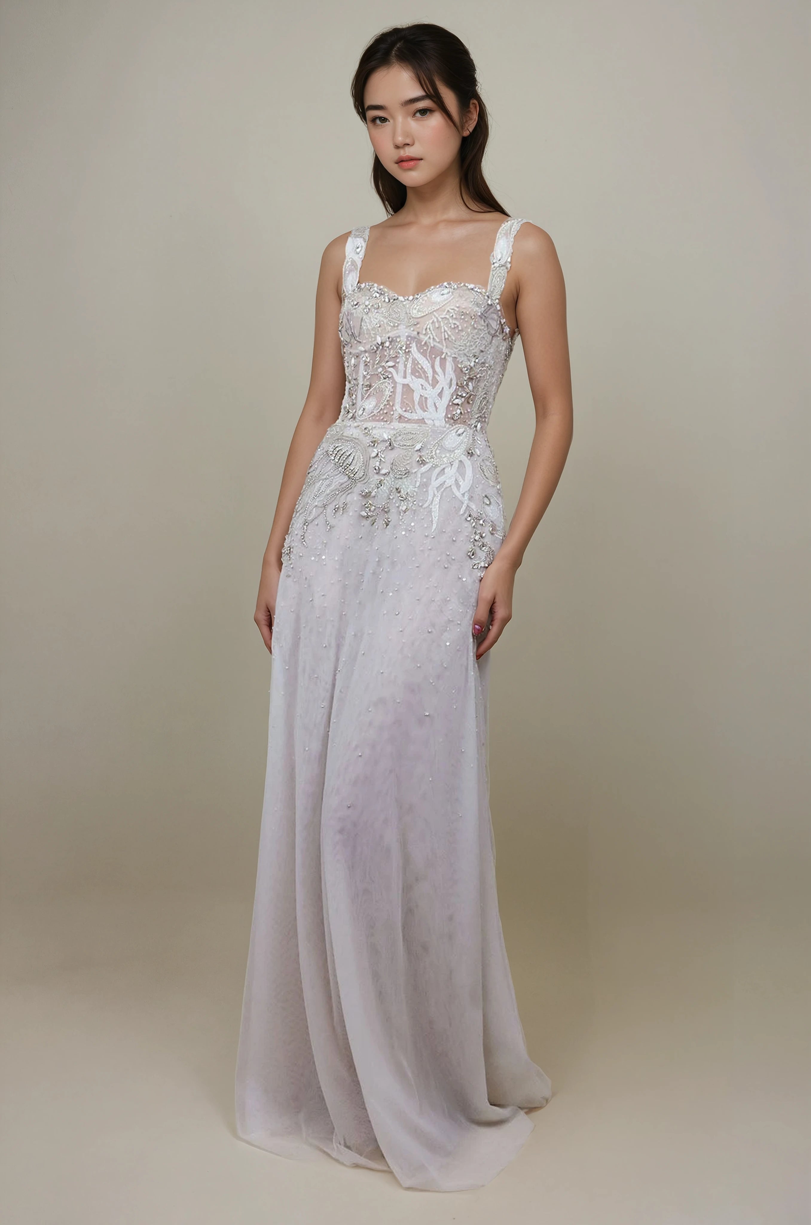 Celestial Seascape Tulle Bustier SL Gown Stardust Crystal