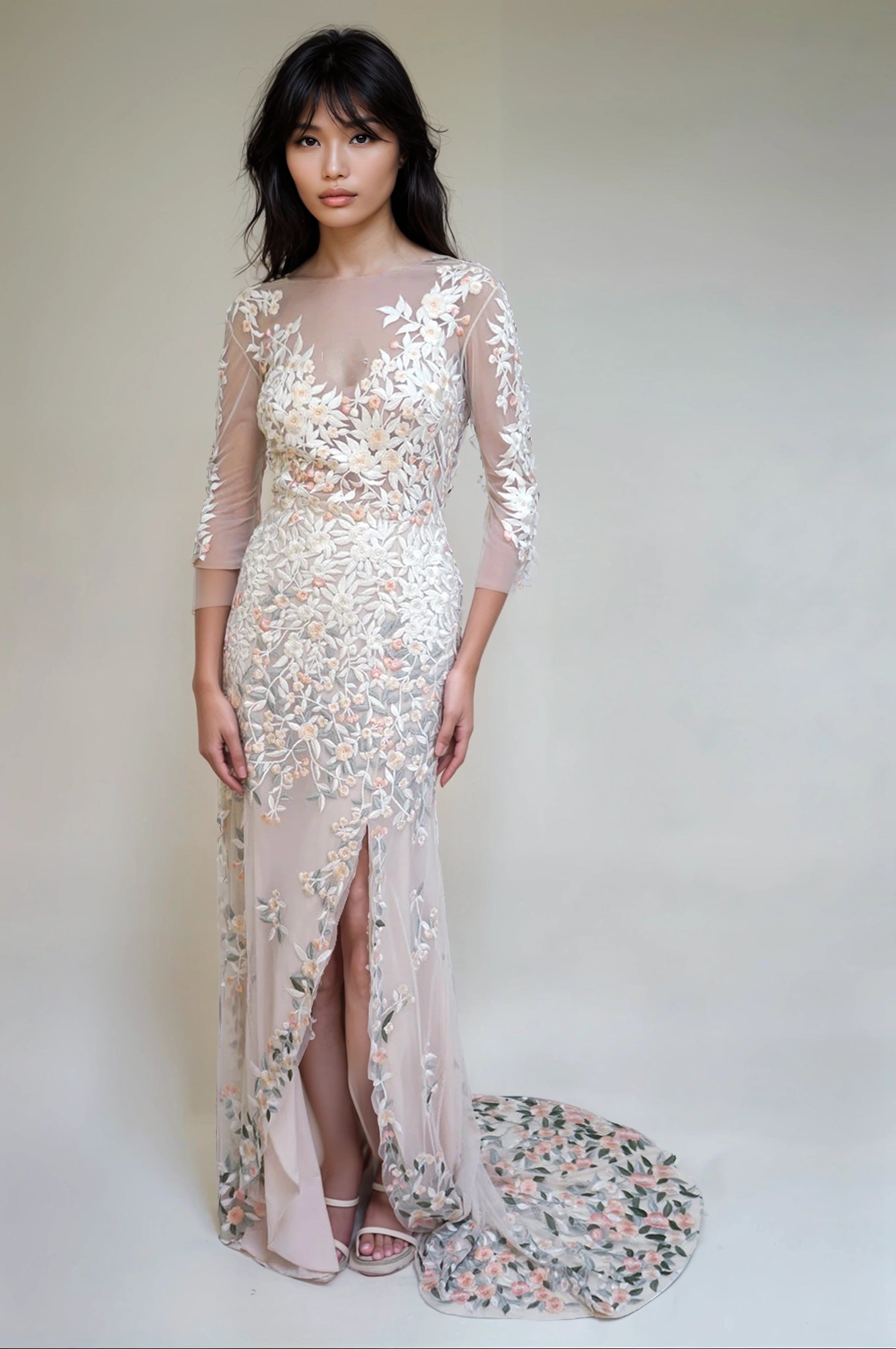 Archive Miniature Rose Gown With Open Scoop Back Detail