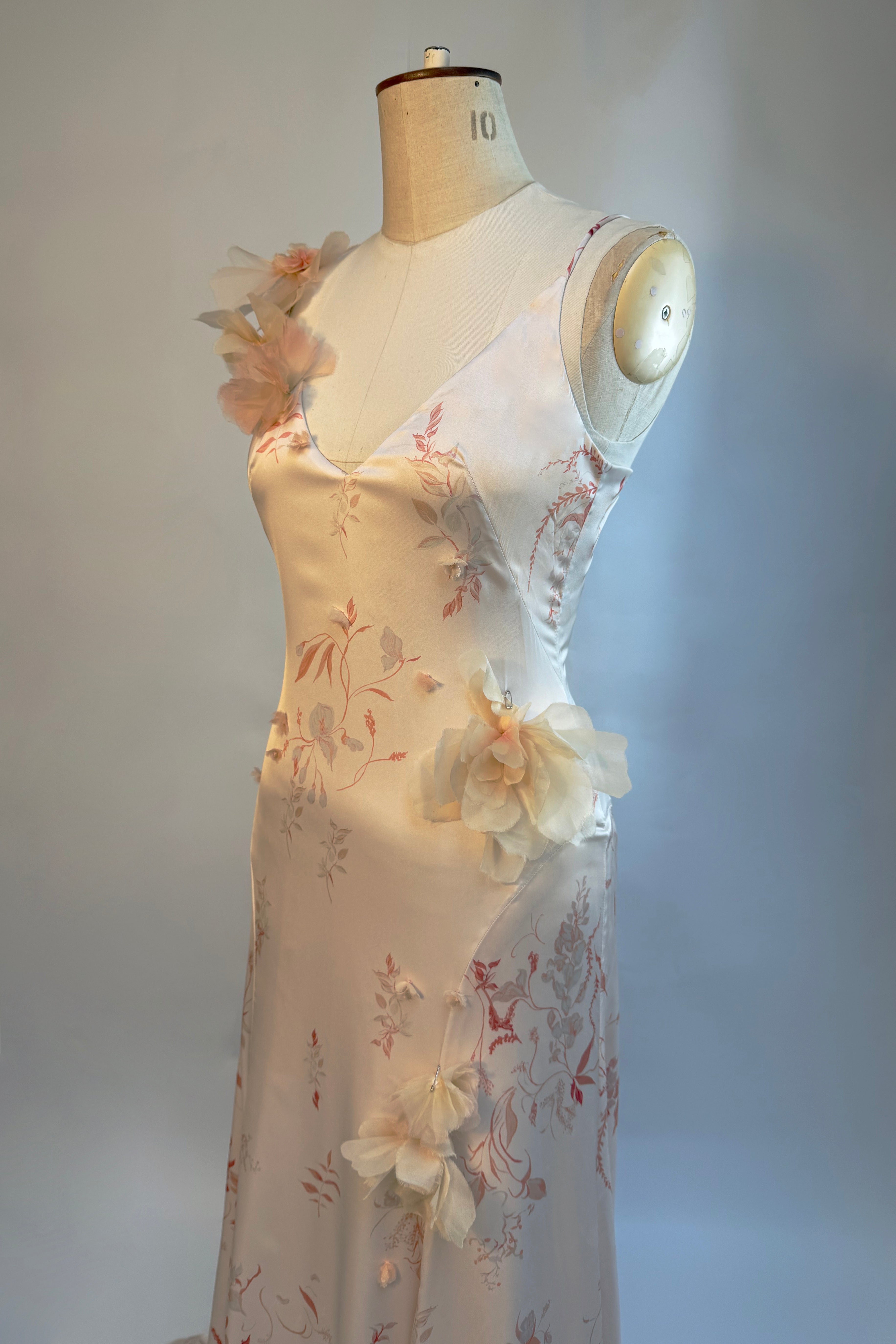 Archive Sunkissed Bougainvillea Slip Gown with 3D Silk Flowers