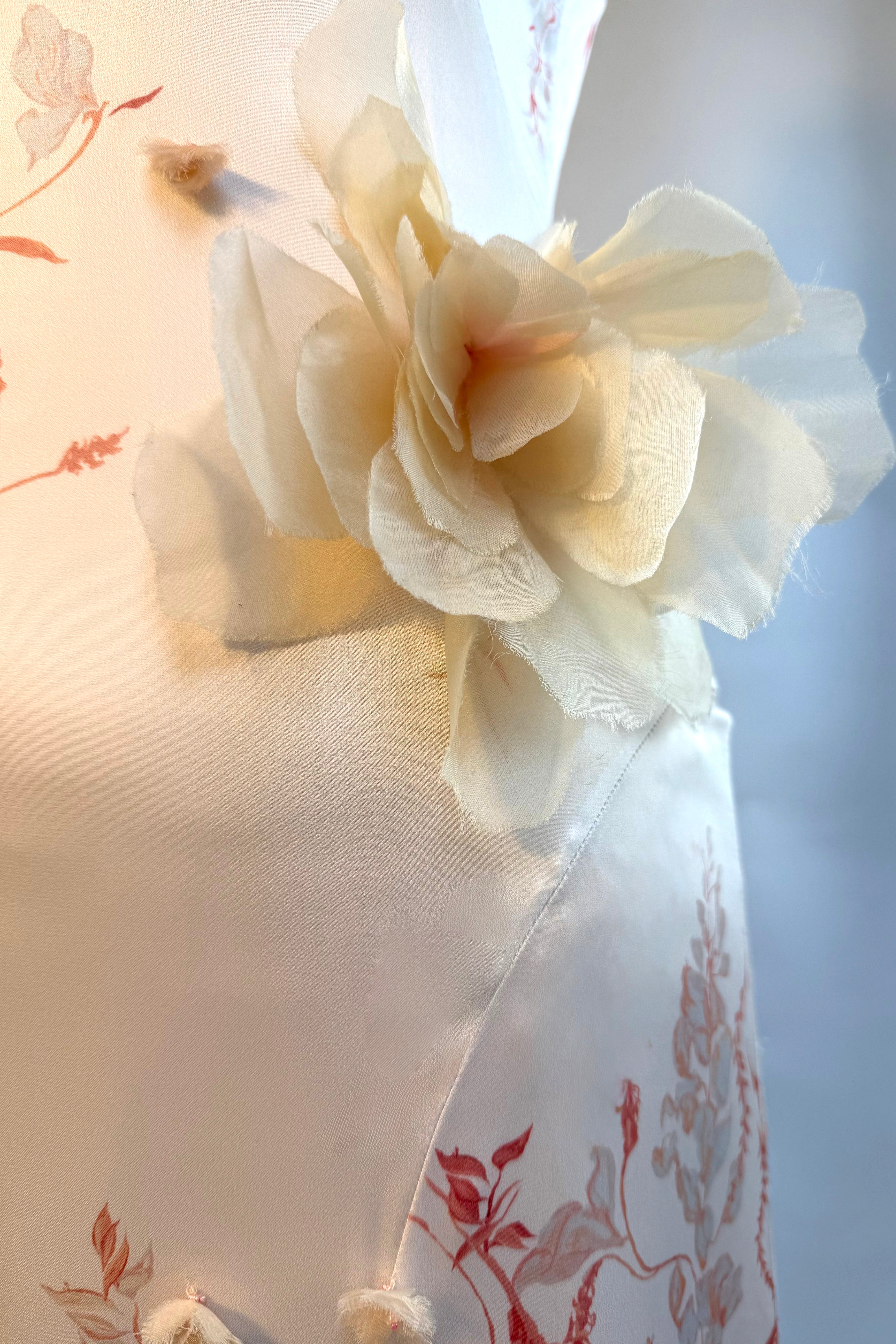Archive Sunkissed Bougainvillea Slip Gown with 3D Silk Flowers