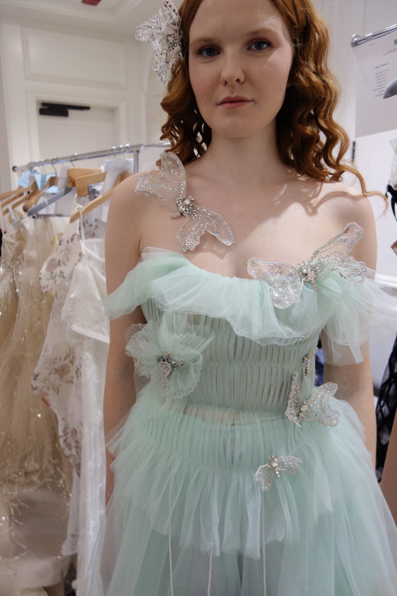 hermione - de - paula - Archive Aqua pleat bodice, shorts & overskirt ( 3x Piece) - botanical - couture