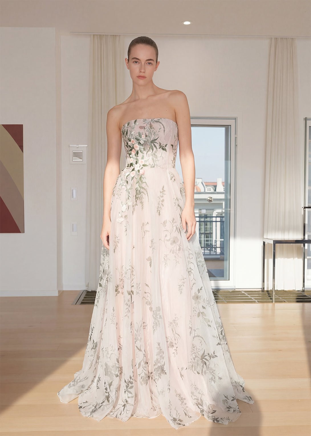 hermione - de - paula - Archive Blush Bougainvillea Gown - botanical - couture