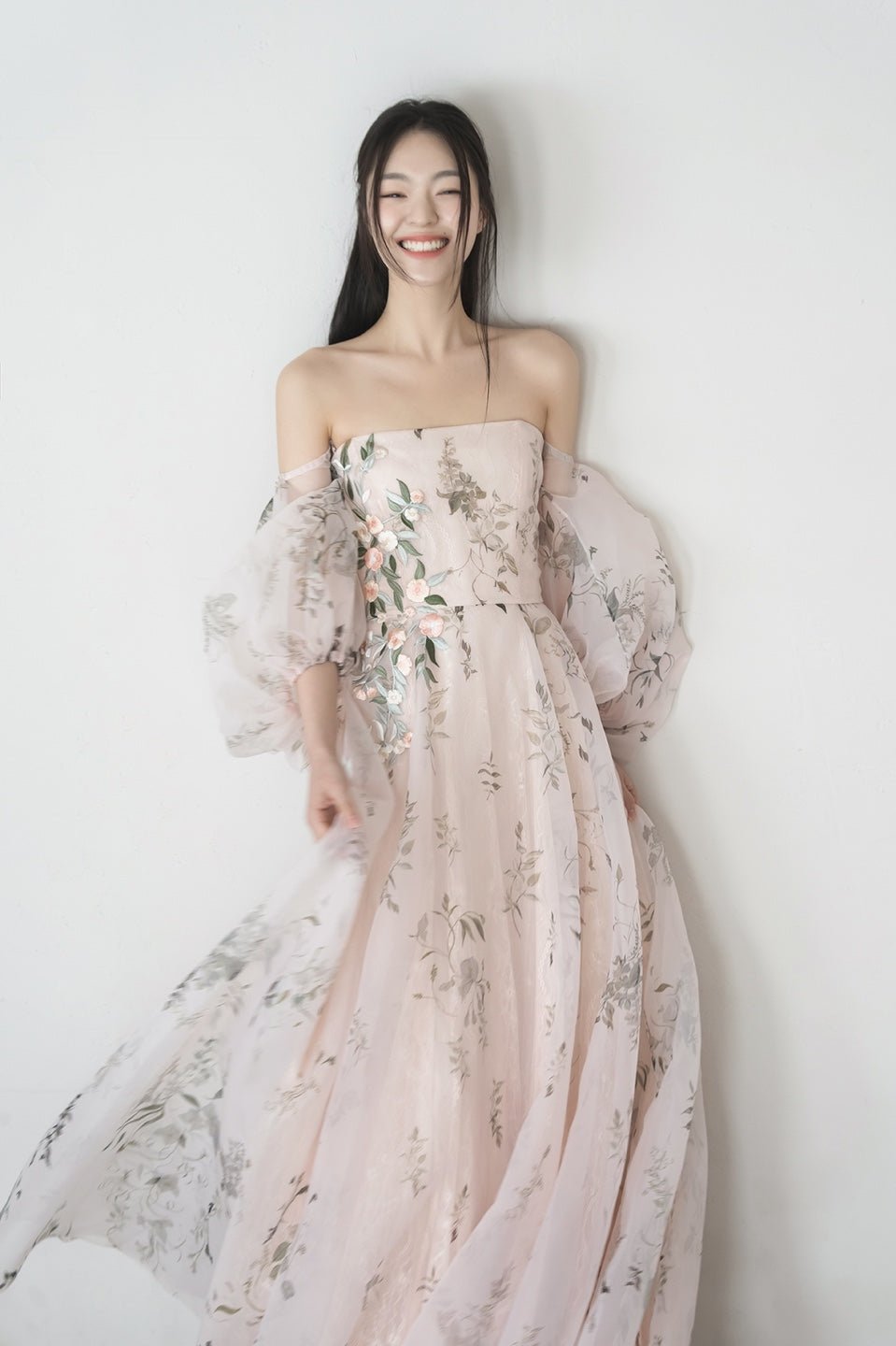 hermione - de - paula - Archive Blush Bougainvillea Gown - botanical - couture
