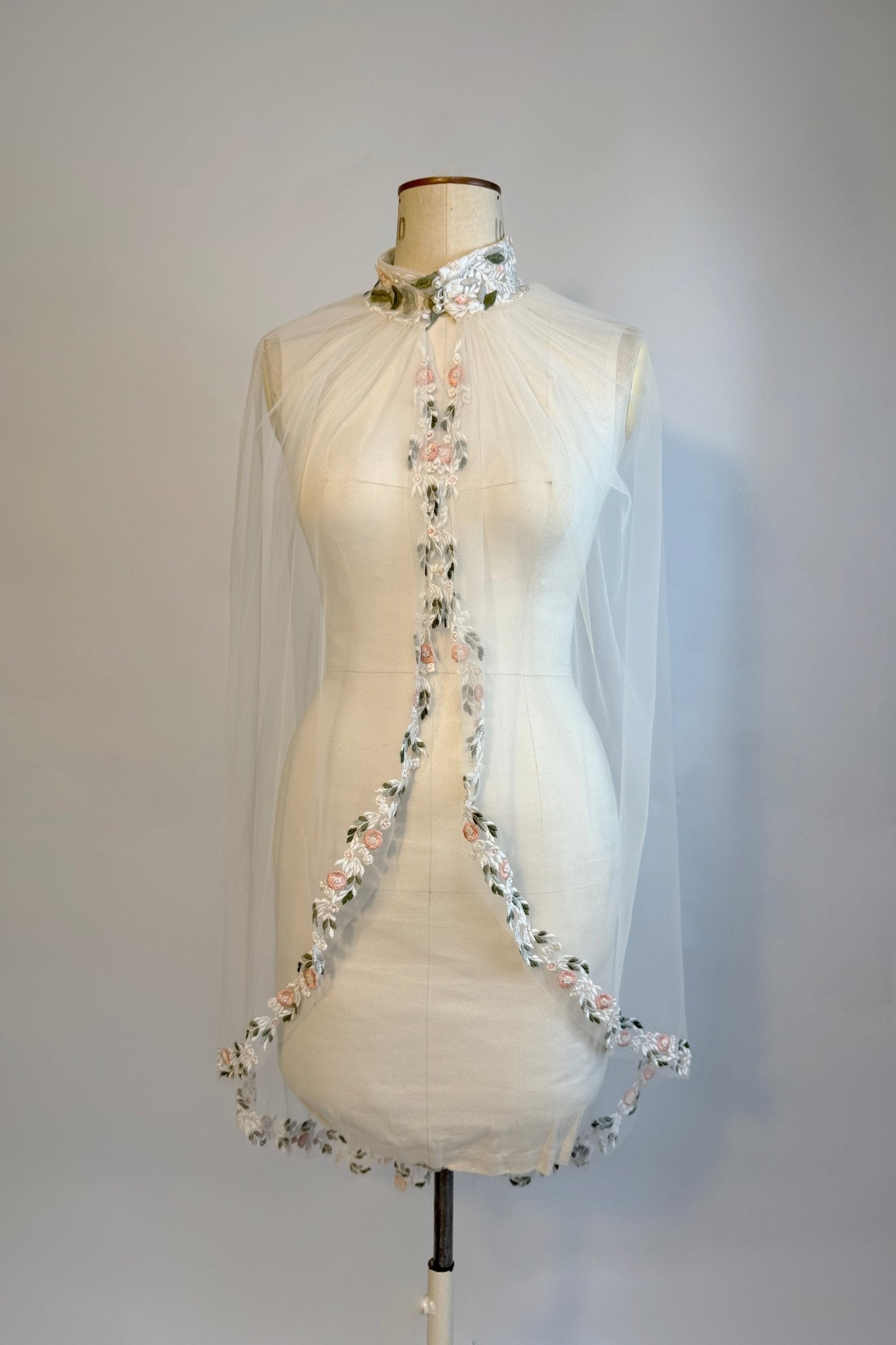 hermione - de - paula - Archive Botticelli Wisteria Rose Cape - Hip Length - New Sample - botanical - couture