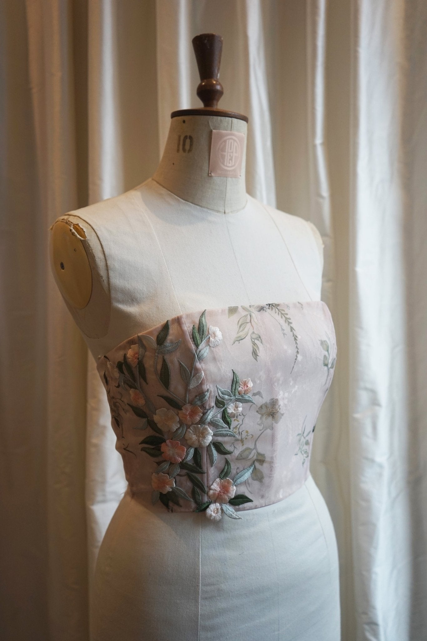 hermione - de - paula - Archive Bougainvillea 'Blush' Bodice with Hand Embroidery - Brand New Never Worn - botanical - couture