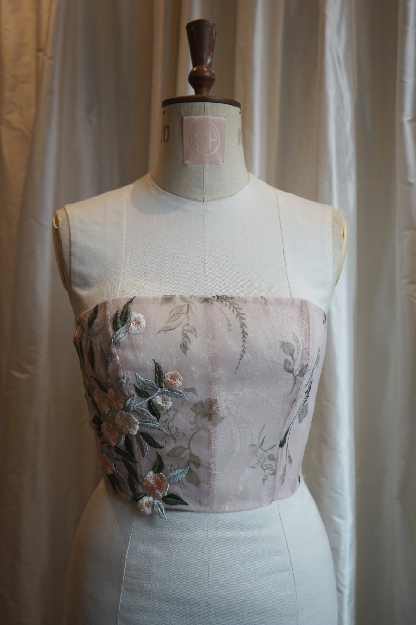 hermione - de - paula - Archive Bougainvillea 'Blush' Bodice with Hand Embroidery - Brand New Never Worn - botanical - couture