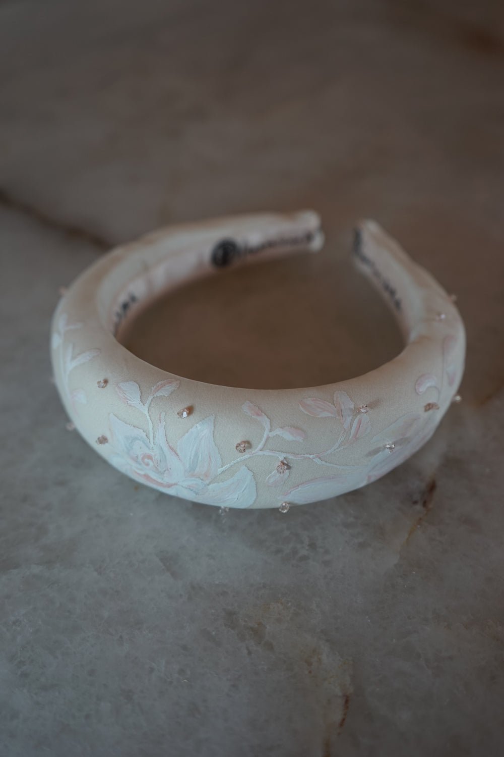 hermione - de - paula - Archive Hand Painted Wild Rose Blush & White Hairband | Headband - botanical - couture
