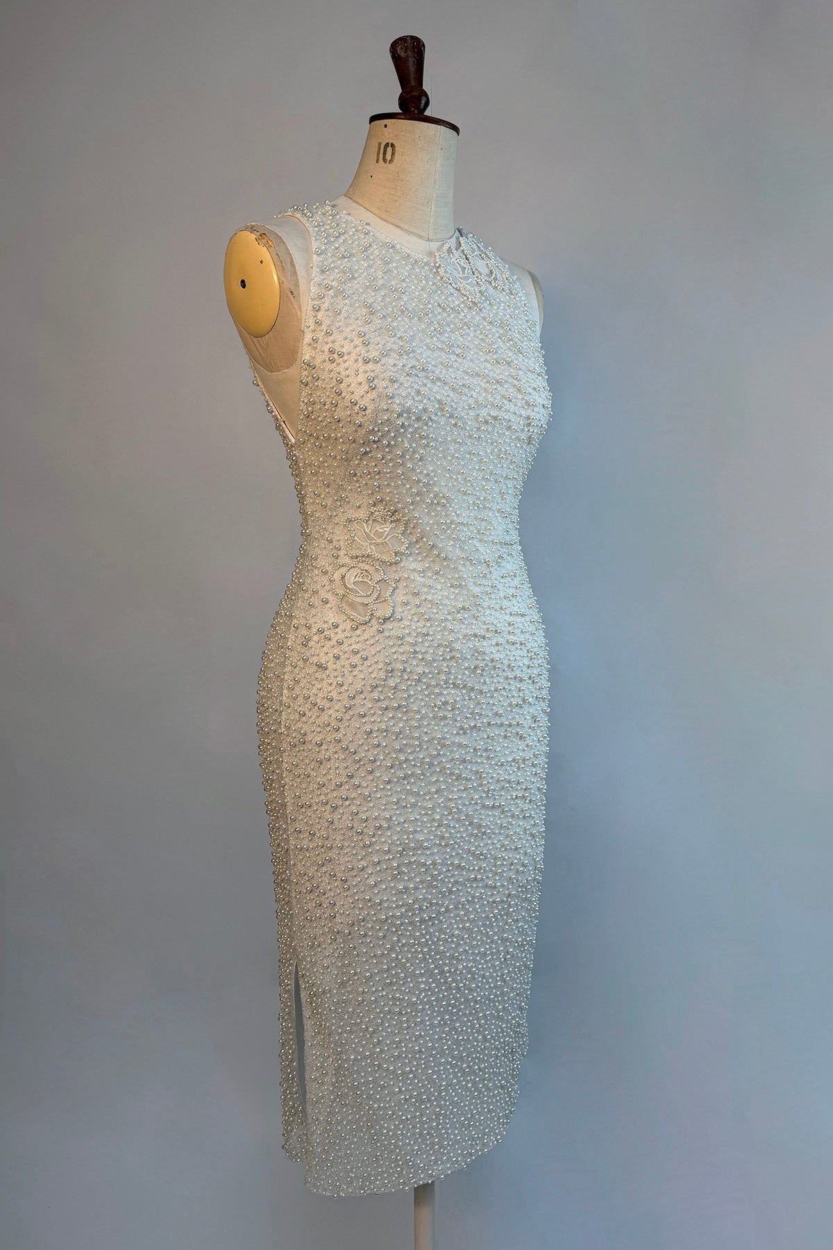 hermione - de - paula - Archive 'Jupiter Rose' Pearl and Silver Woven Racer Neck - New Sample Never Worn - botanical - couture