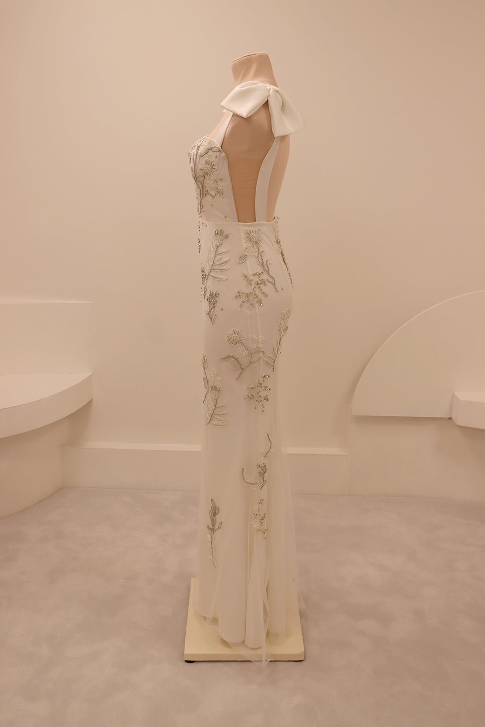 hermione - de - paula - Archive Lunar Garden Cupped Deep V Gown with Satin Bow Straps - botanical - couture