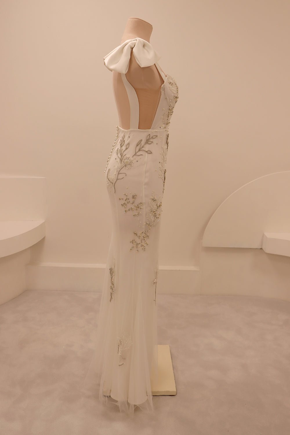 hermione - de - paula - Archive Lunar Garden Cupped Deep V Gown with Satin Bow Straps - botanical - couture
