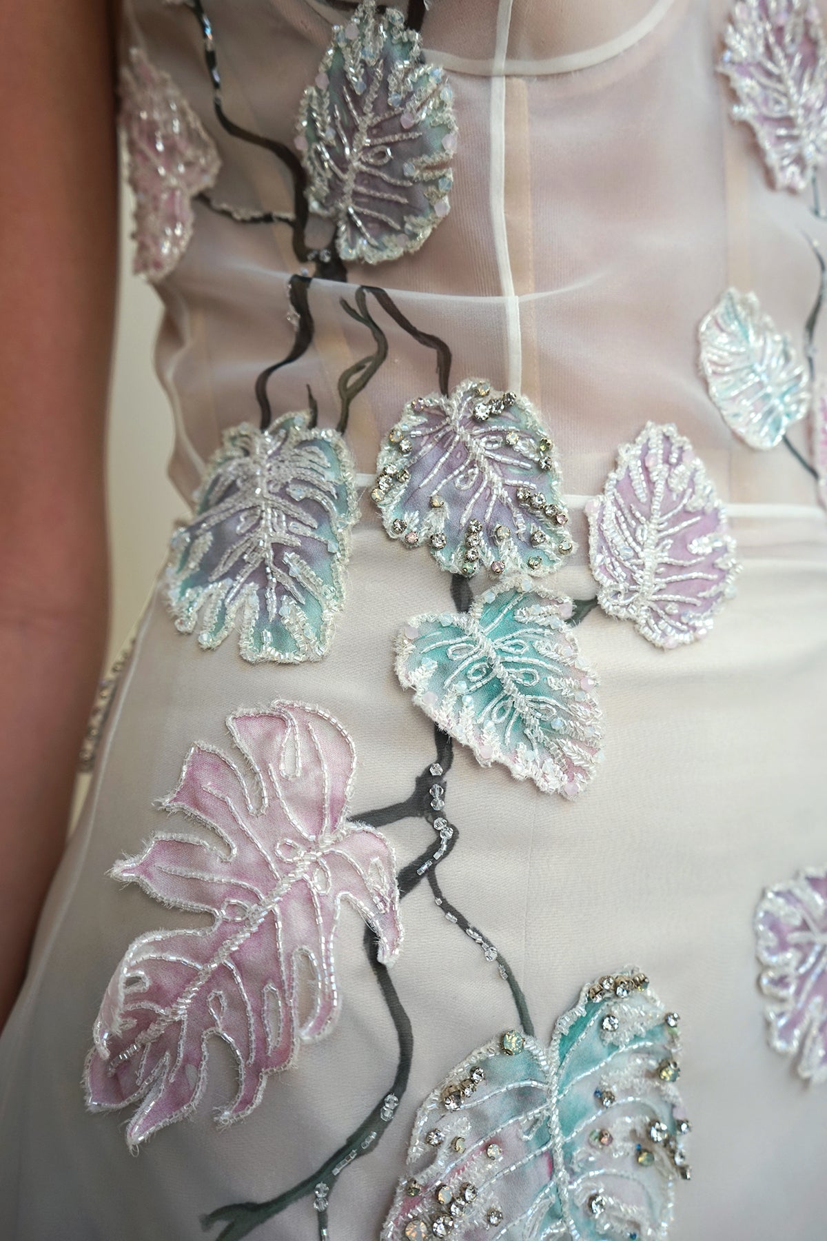 hermione - de - paula - Archive Monstera Mini Dress Gem Stone - botanical - couture