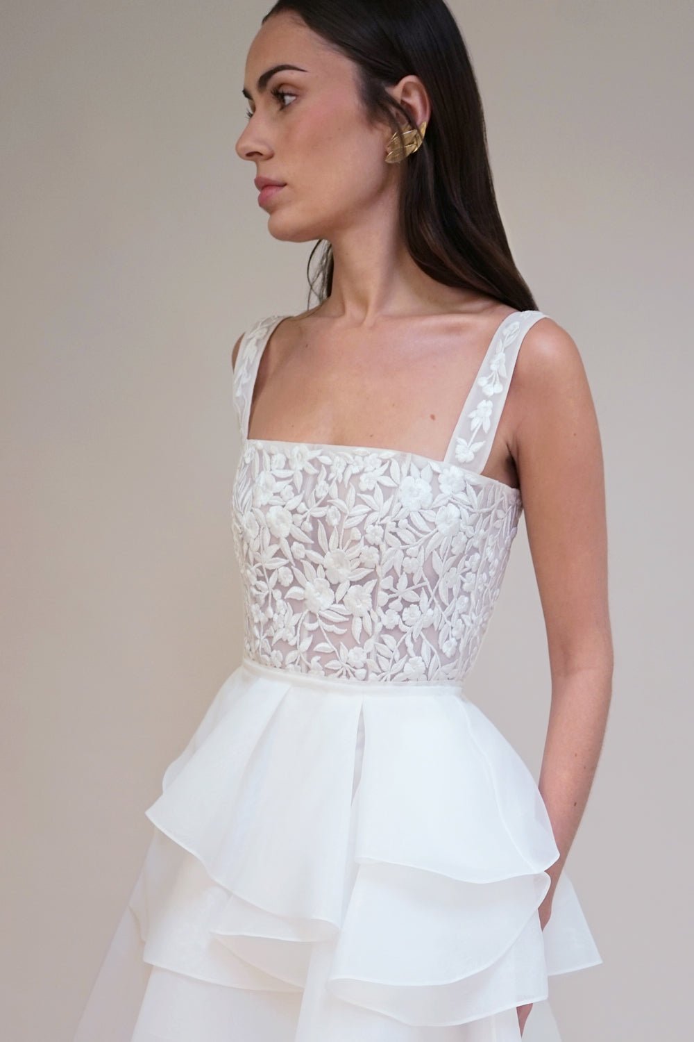 hermione - de - paula - Archive Organza Peplum - botanical - couture