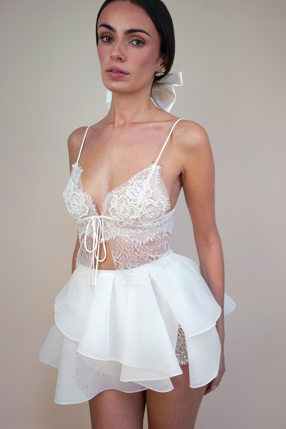 hermione - de - paula - Archive Organza Peplum - botanical - couture