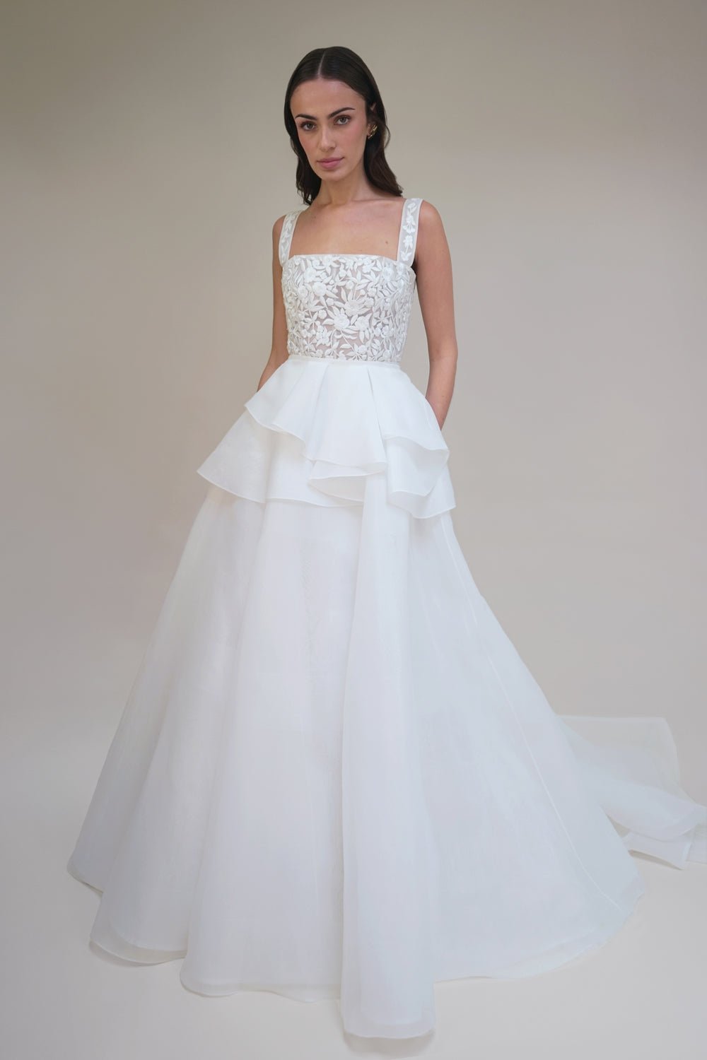 hermione - de - paula - Archive Organza Peplum - botanical - couture