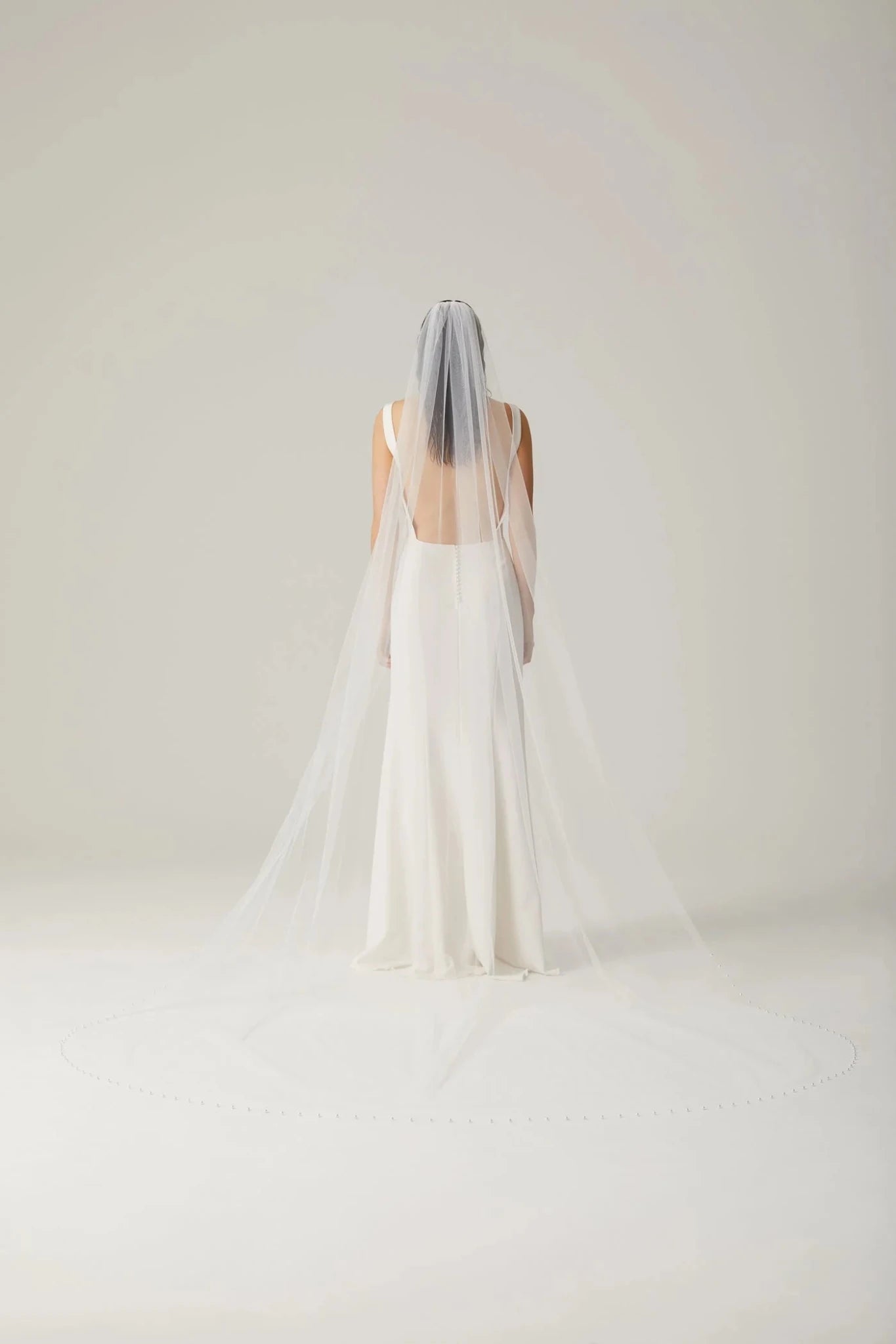 hermione - de - paula - Archive Pearl Edge Abbey Wide Veil Floral White - NEW SAMPLE - botanical - couture