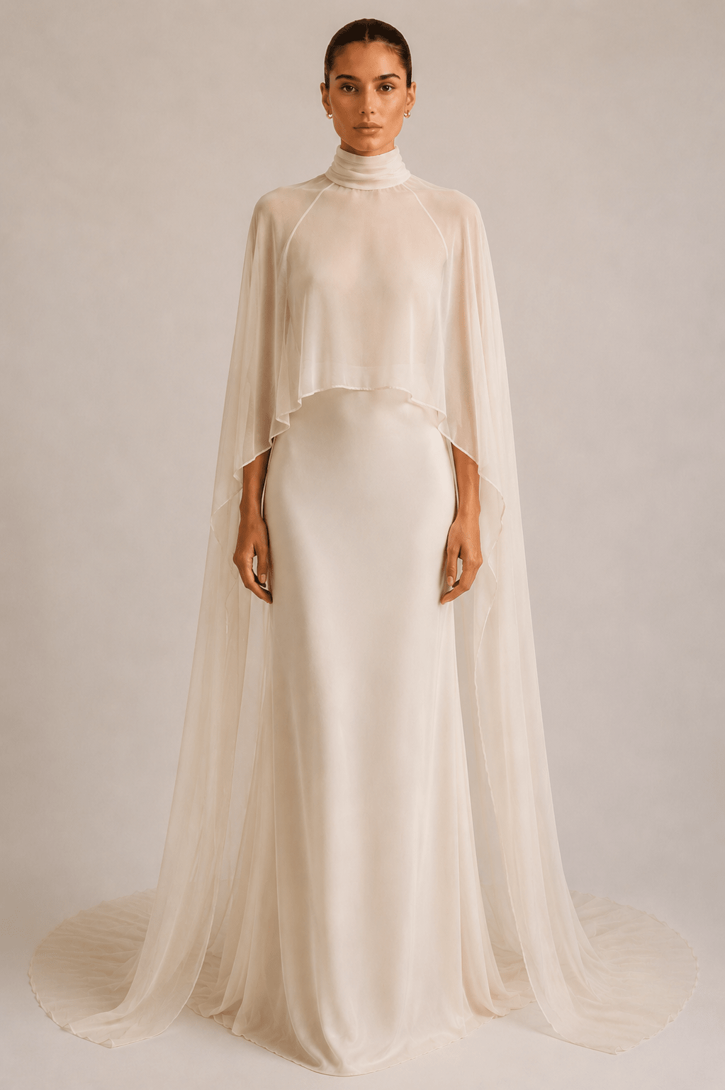 hermione - de - paula - Archive Silk Chiffon Cape - botanical - couture