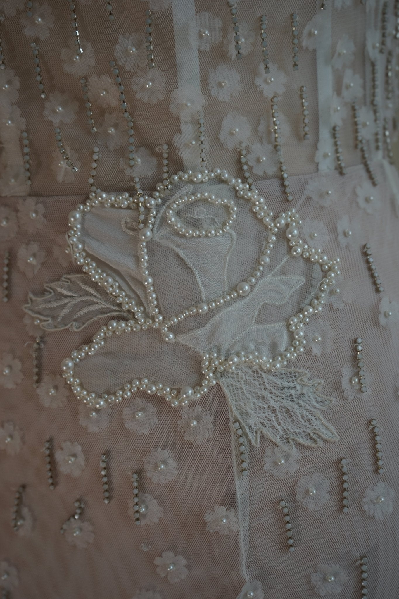 hermione - de - paula - Archive Silk & Lace Pearl Rose Blossom Mini - Brand New Never Worn - botanical - couture