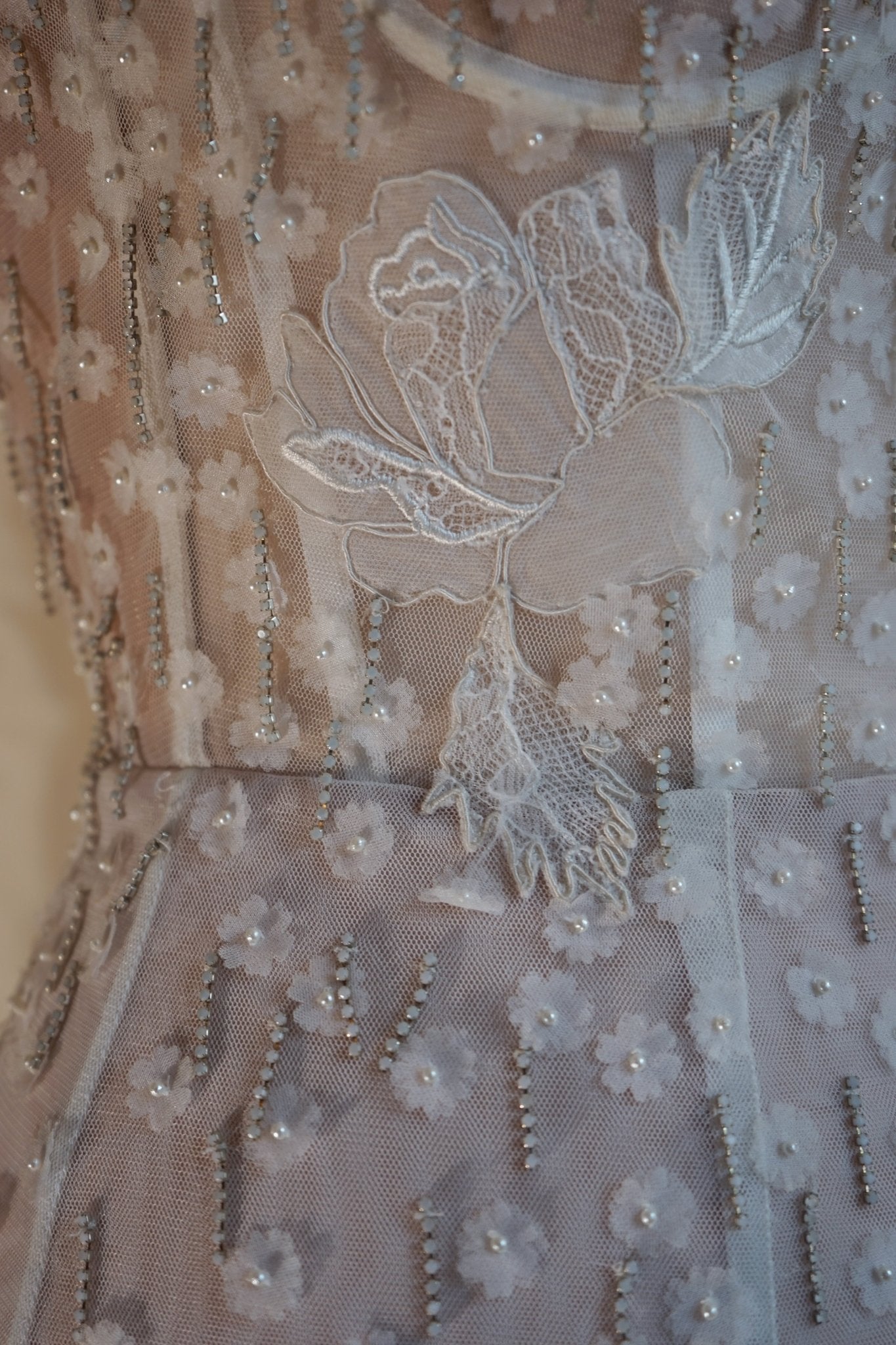 hermione - de - paula - Archive Silk & Lace Pearl Rose Blossom Mini - Brand New Never Worn - botanical - couture
