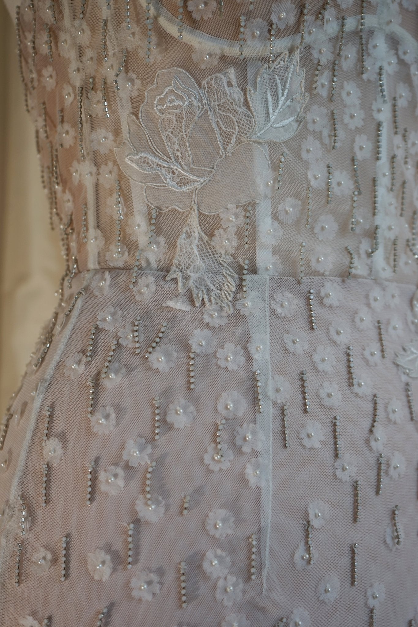 hermione - de - paula - Archive Silk & Lace Pearl Rose Blossom Mini - Brand New Never Worn - botanical - couture