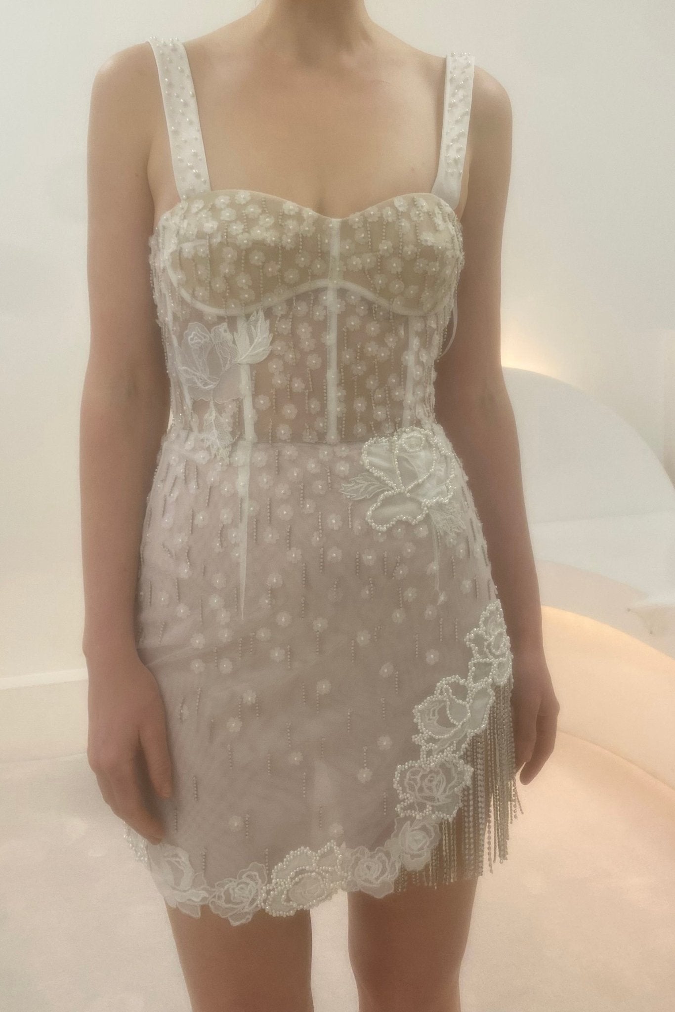 hermione - de - paula - Archive Silk & Lace Pearl Rose Blossom Mini - Brand New Never Worn - botanical - couture