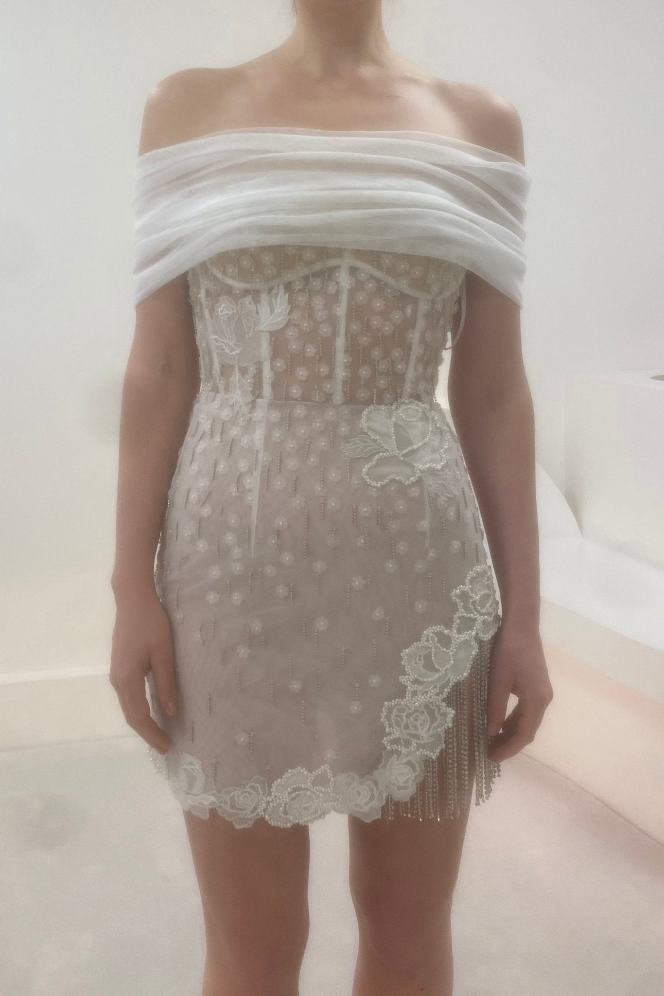 hermione - de - paula - Archive Silk & Lace Pearl Rose Blossom Mini - Brand New Never Worn - botanical - couture