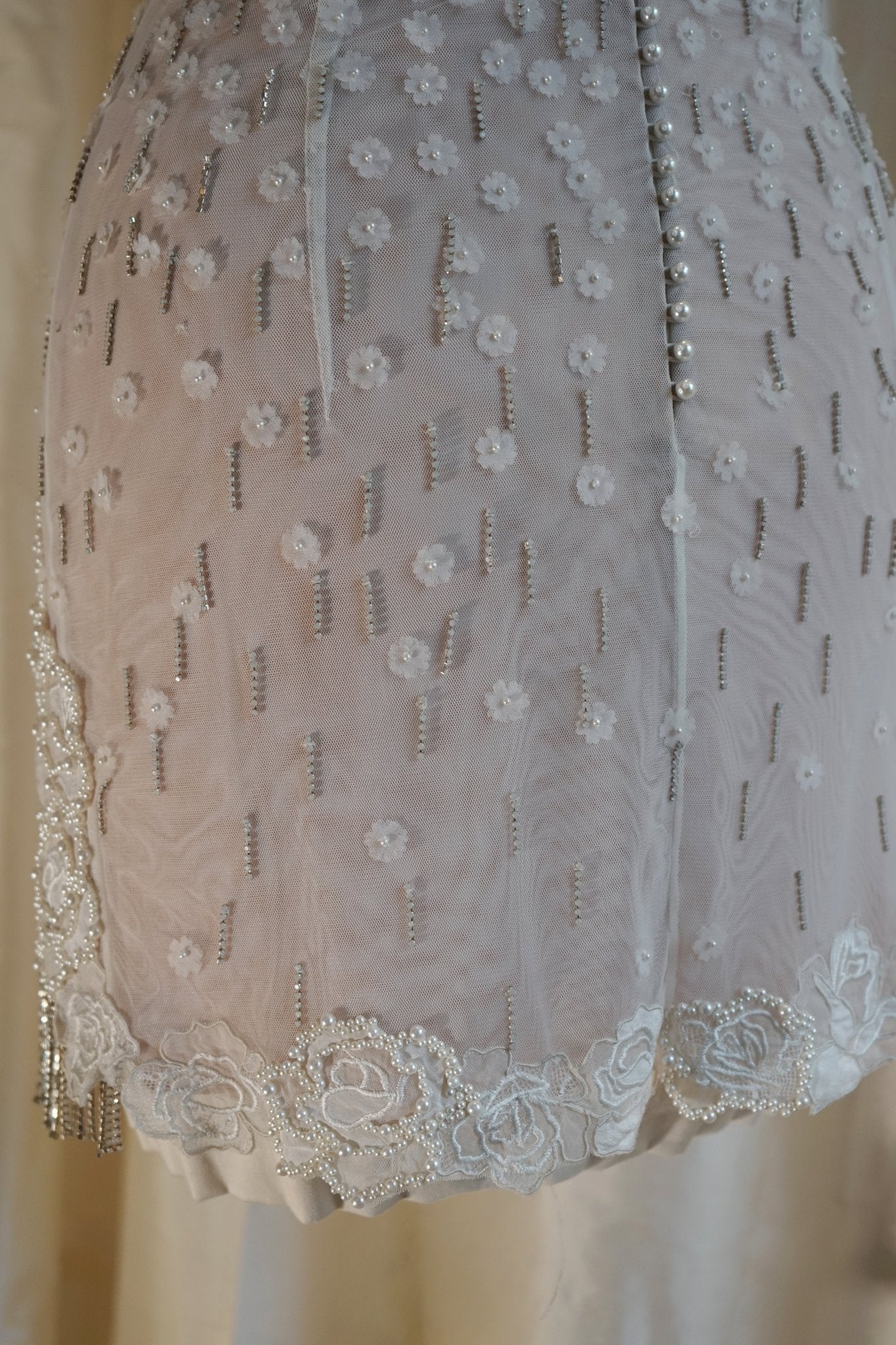 hermione - de - paula - Archive Silk & Lace Pearl Rose Blossom Mini - Brand New Never Worn - botanical - couture