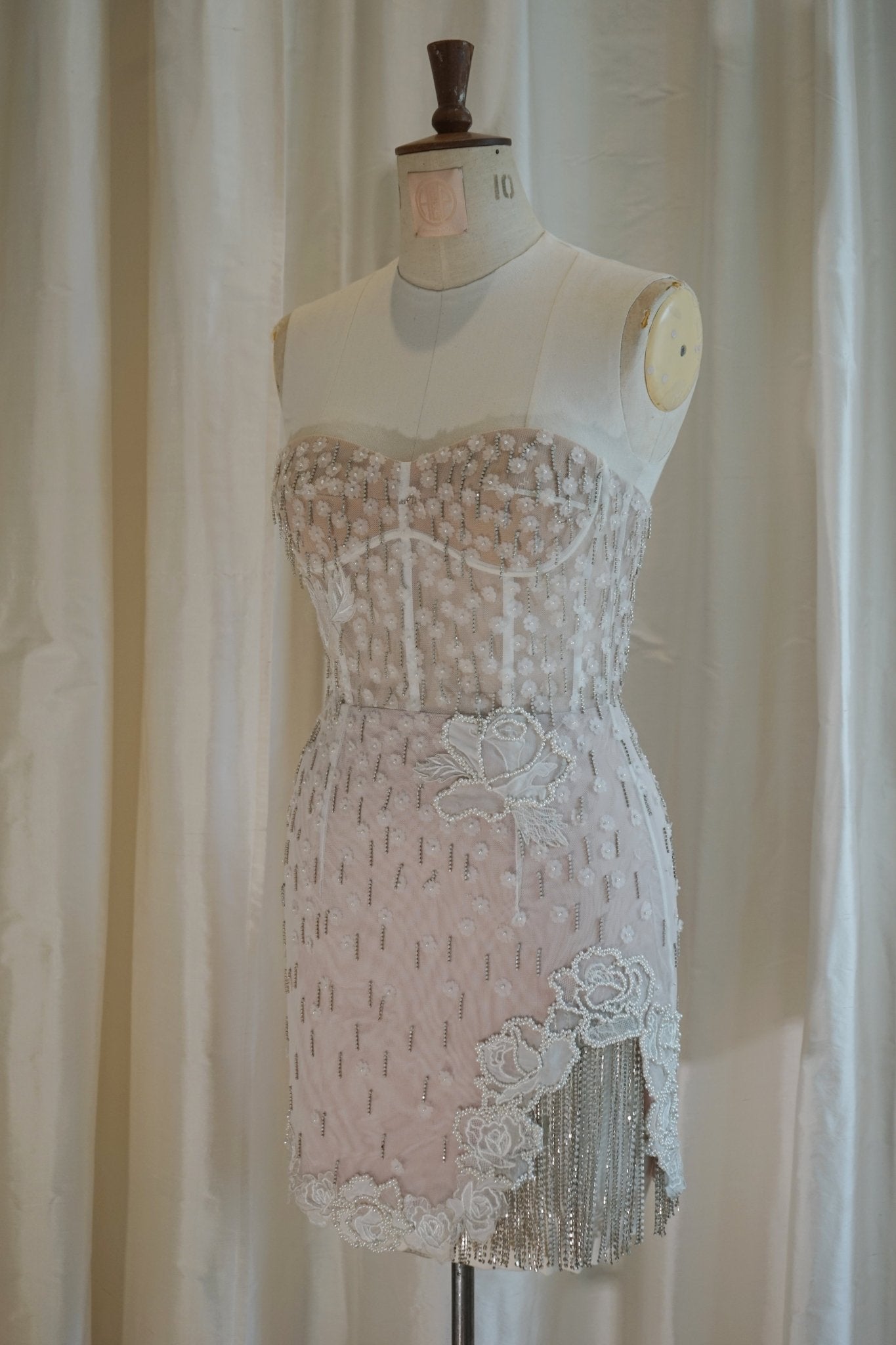 hermione - de - paula - Archive Silk & Lace Pearl Rose Blossom Mini - Brand New Never Worn - botanical - couture