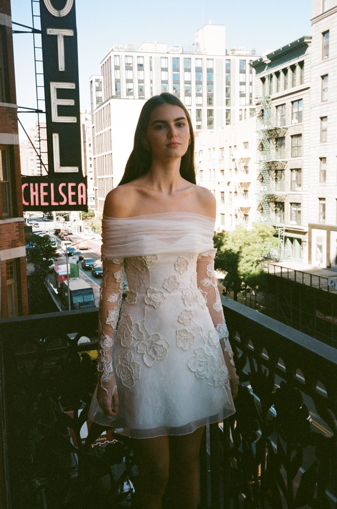 hermione - de - paula - Archive Sweetheart Pearl & Lace Wild Rose Vine Organza Mini - botanical - couture