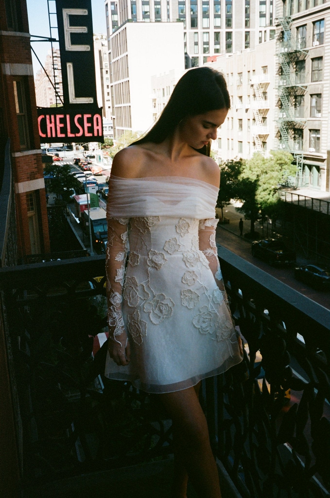 hermione - de - paula - Archive Sweetheart Pearl & Lace Wild Rose Vine Organza Mini - botanical - couture