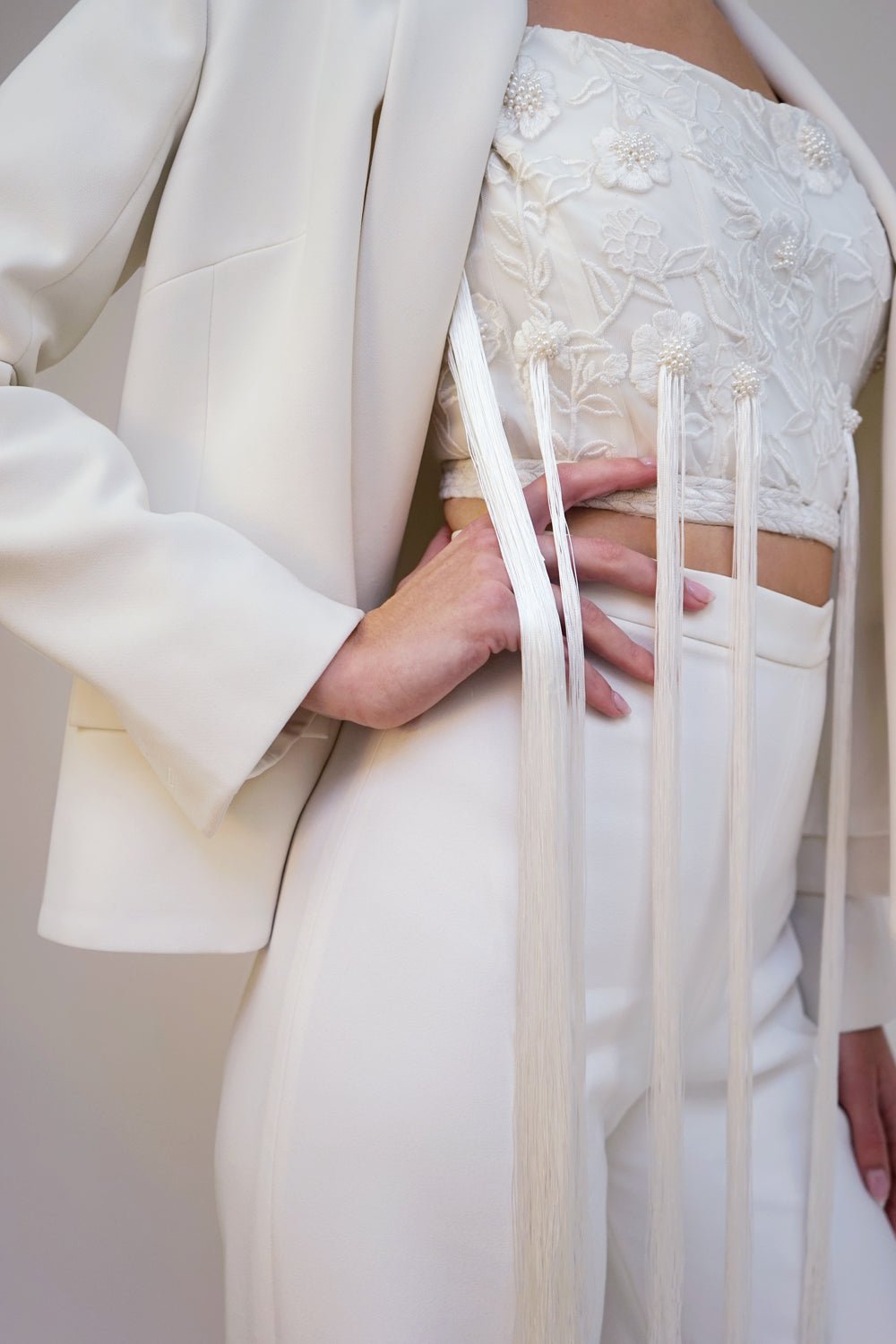 hermione - de - paula - Archive Tassel Peony Rose Backless Top - botanical - couture