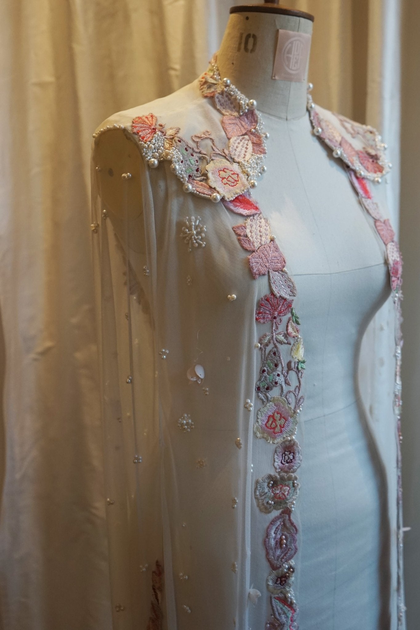 hermione - de - paula - Archive Tropical Palm & Butterfly Beach Cape - Hand Embroidery - botanical - couture