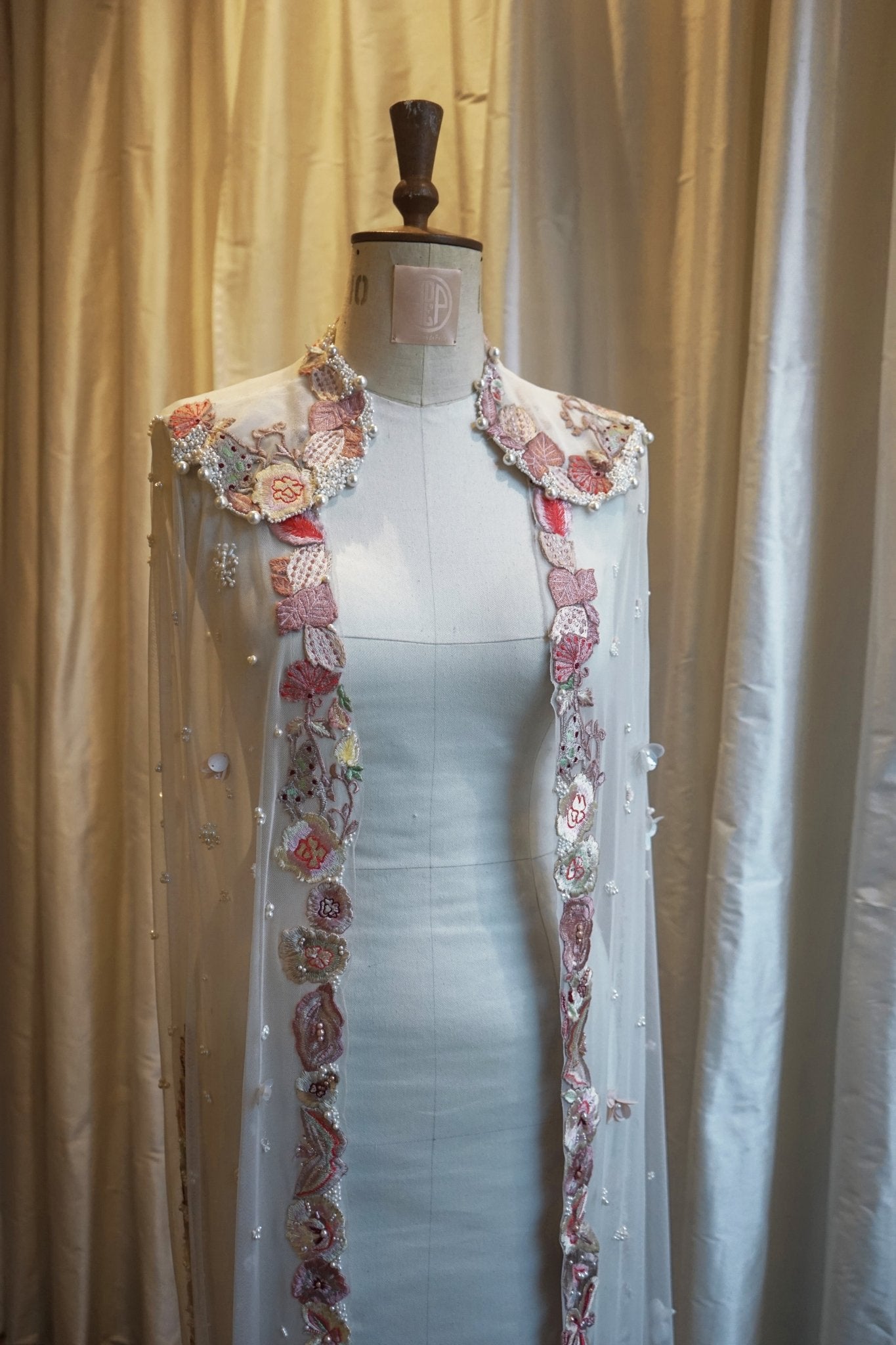 hermione - de - paula - Archive Tropical Palm & Butterfly Beach Cape - Hand Embroidery - botanical - couture