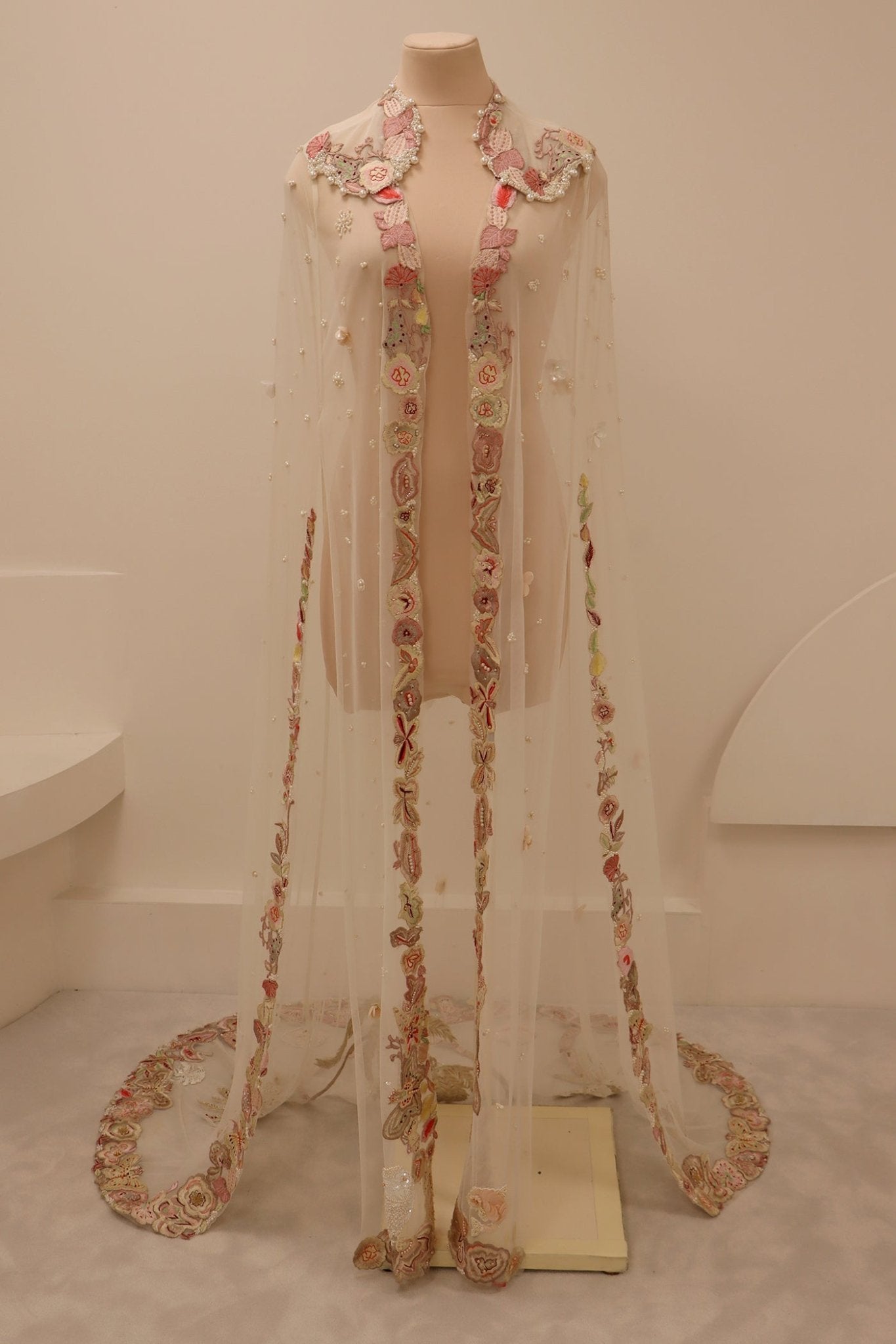 hermione - de - paula - Archive Tropical Palm & Butterfly Beach Cape - Hand Embroidery - botanical - couture