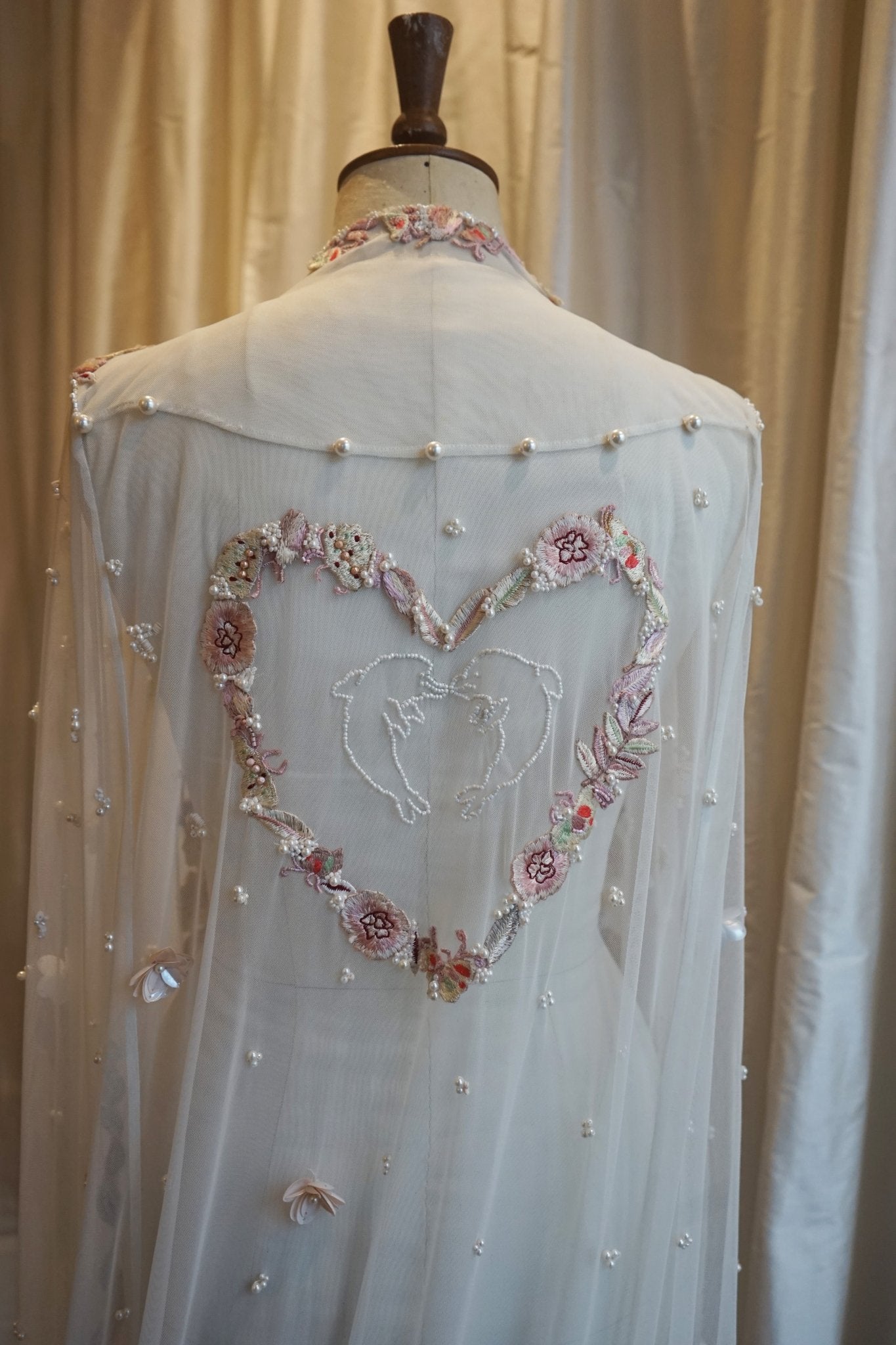 hermione - de - paula - Archive Tropical Palm & Butterfly Beach Cape - Hand Embroidery - botanical - couture