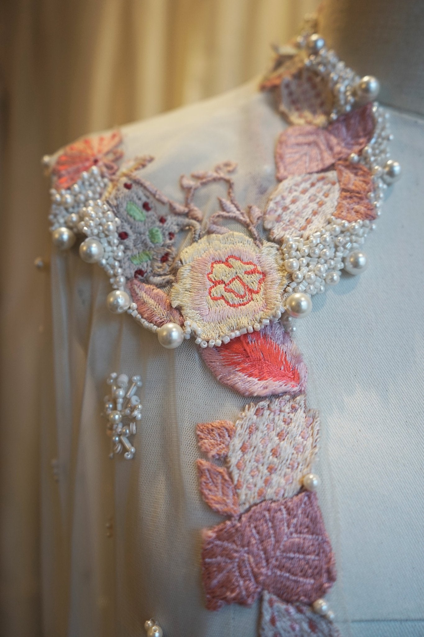 hermione - de - paula - Archive Tropical Palm & Butterfly Beach Cape - Hand Embroidery - botanical - couture